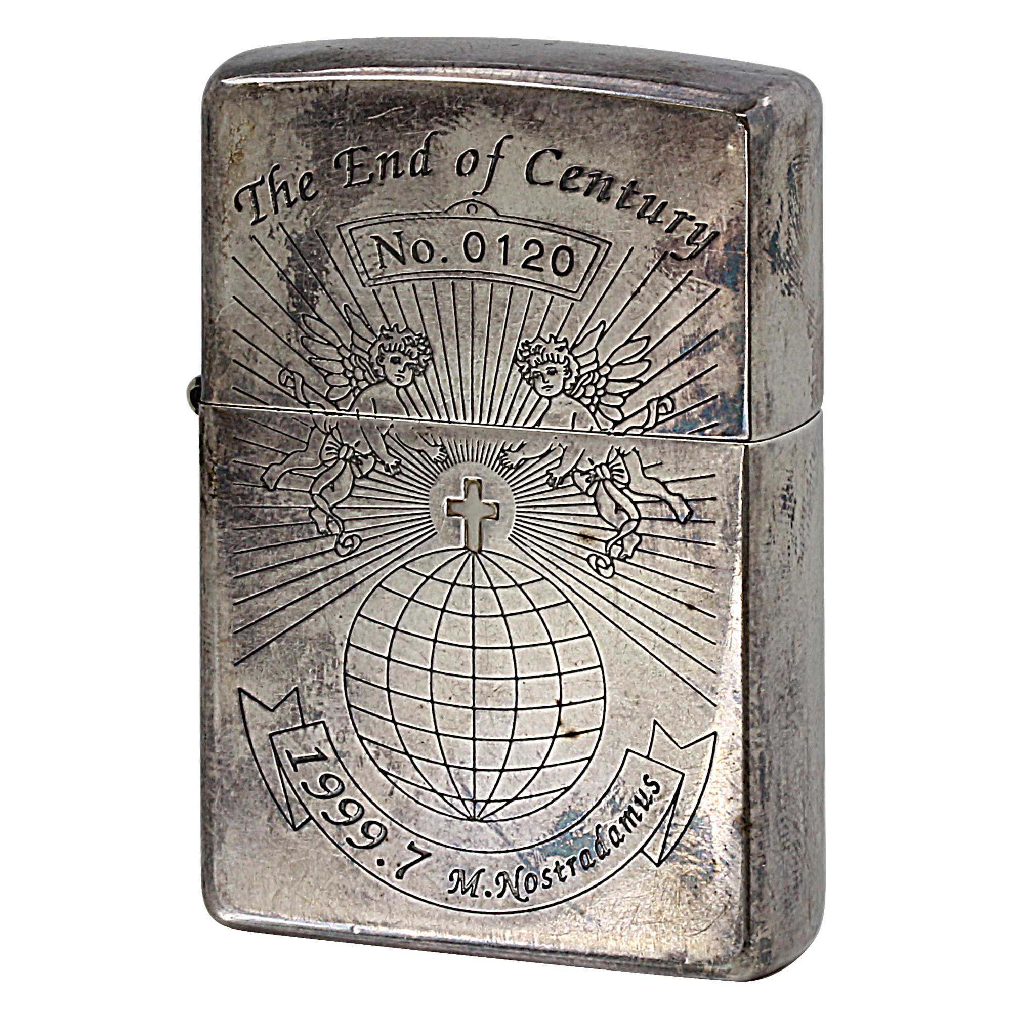 絶版/ヴィンテージ Zippo ジッポー 中古 1998年製造 M.Nostradamus THE END OF CENTURY ノストラダムスの大予言 シリアルナンバー入No.120  [C]使用感あり傷汚れあり