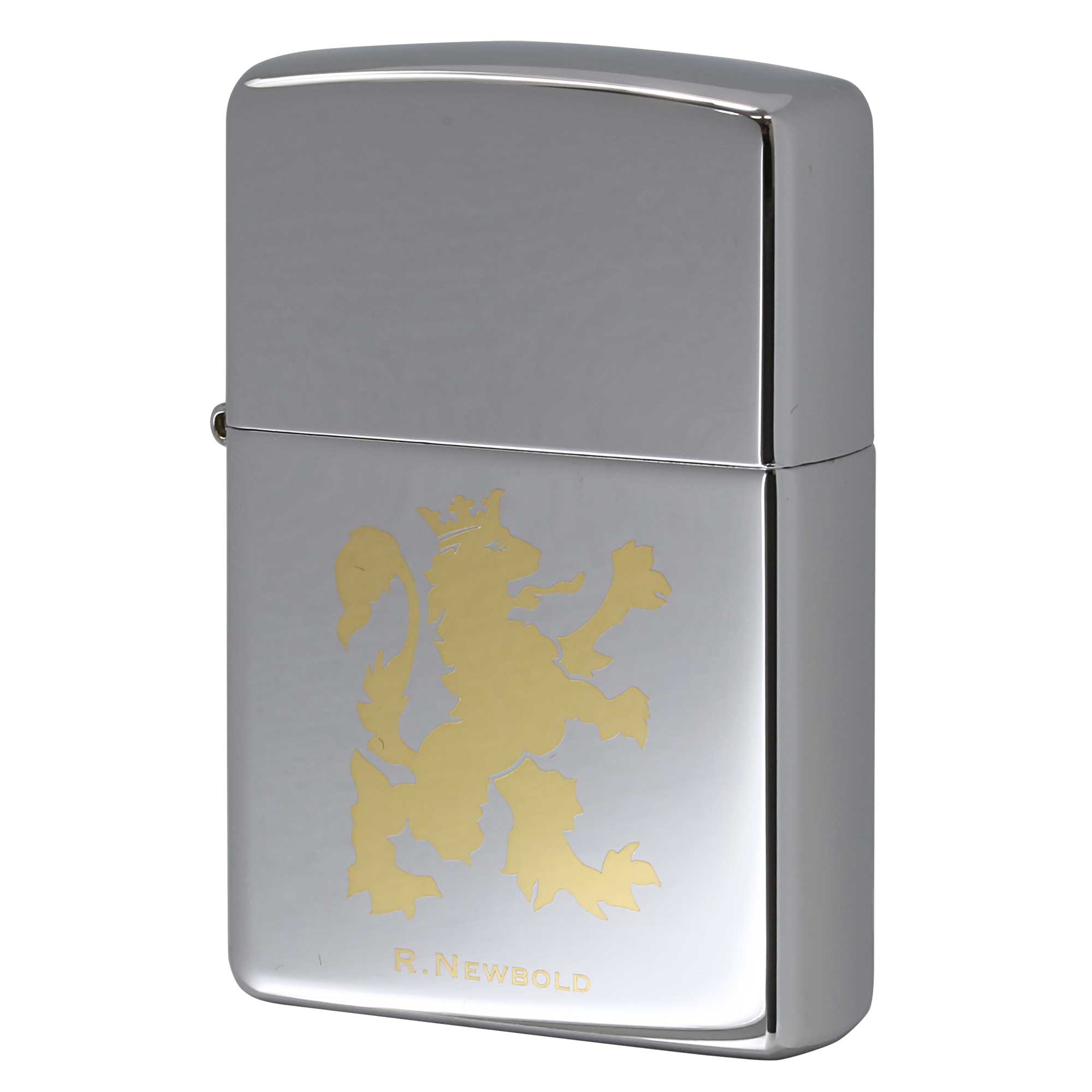絶版/ヴィンテージ Zippo ジッポー 中古 2003年製造 ZIPPO R.Newbold アールニューボールド #250 ライオン ゴールド  [S]ほぼ新品同様