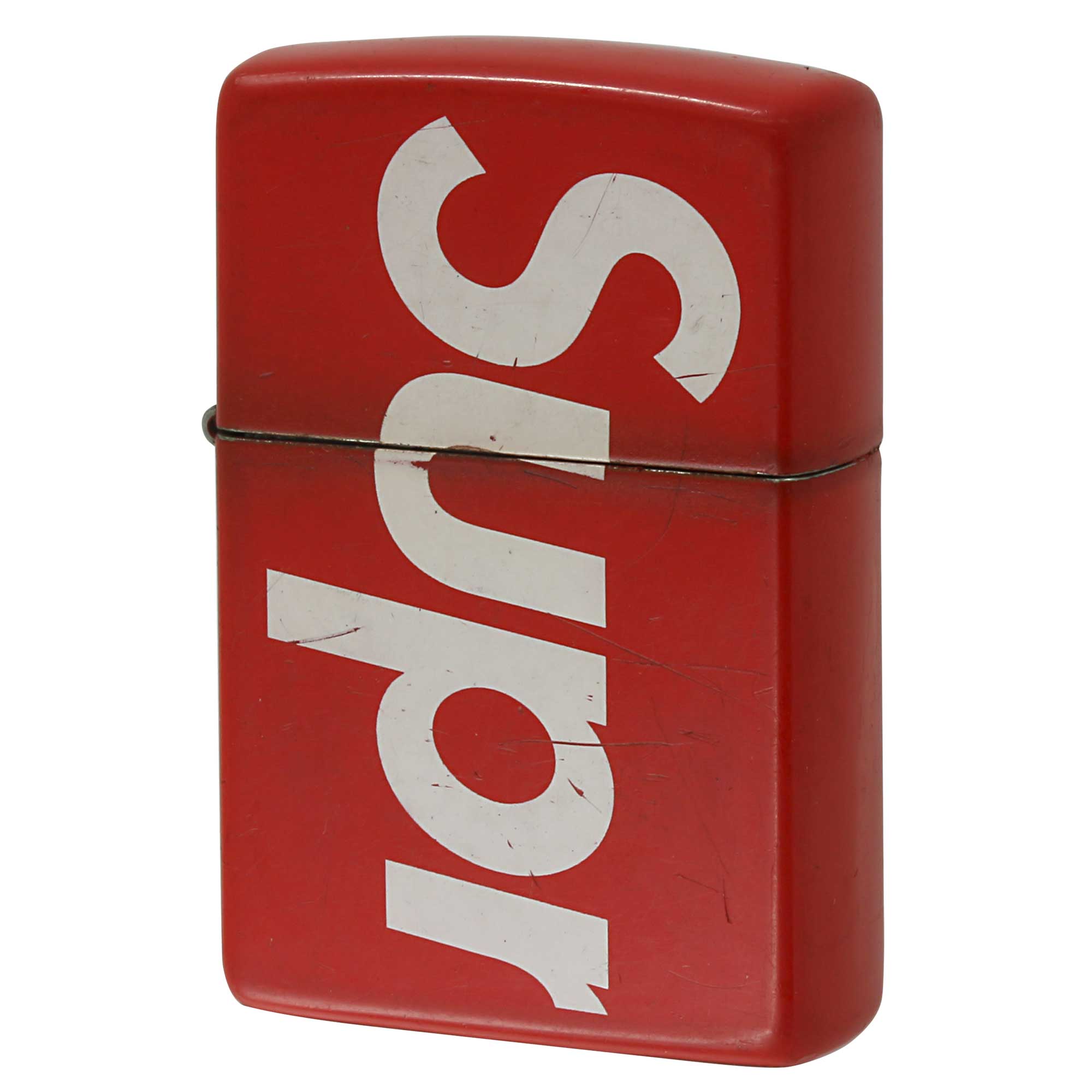絶版/ヴィンテージ Zippo ジッポー 中古 2018年製造 シュプリーム ロゴ supreme レッドマット  [C]使用感あり傷汚れあり