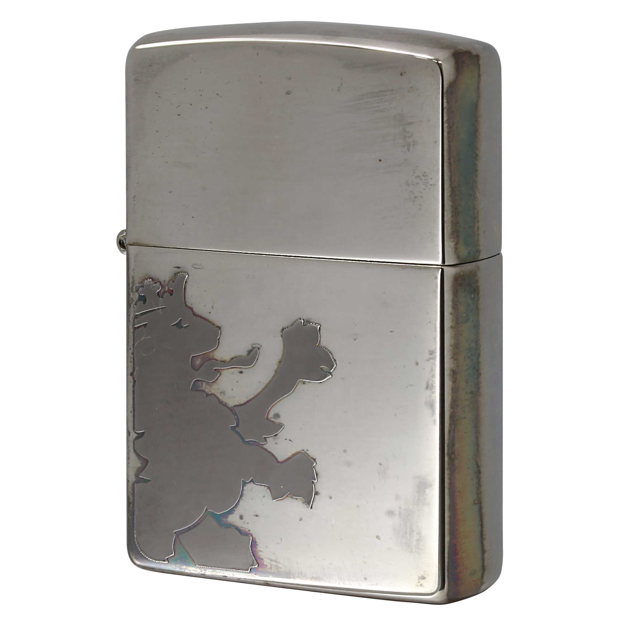 絶版/ヴィンテージ Zippo ジッポー 中古 2004年製造 ZIPPO R.Newbold アールニューボールド #250 ライオン グレー  [A]使用感少なく状態が良い