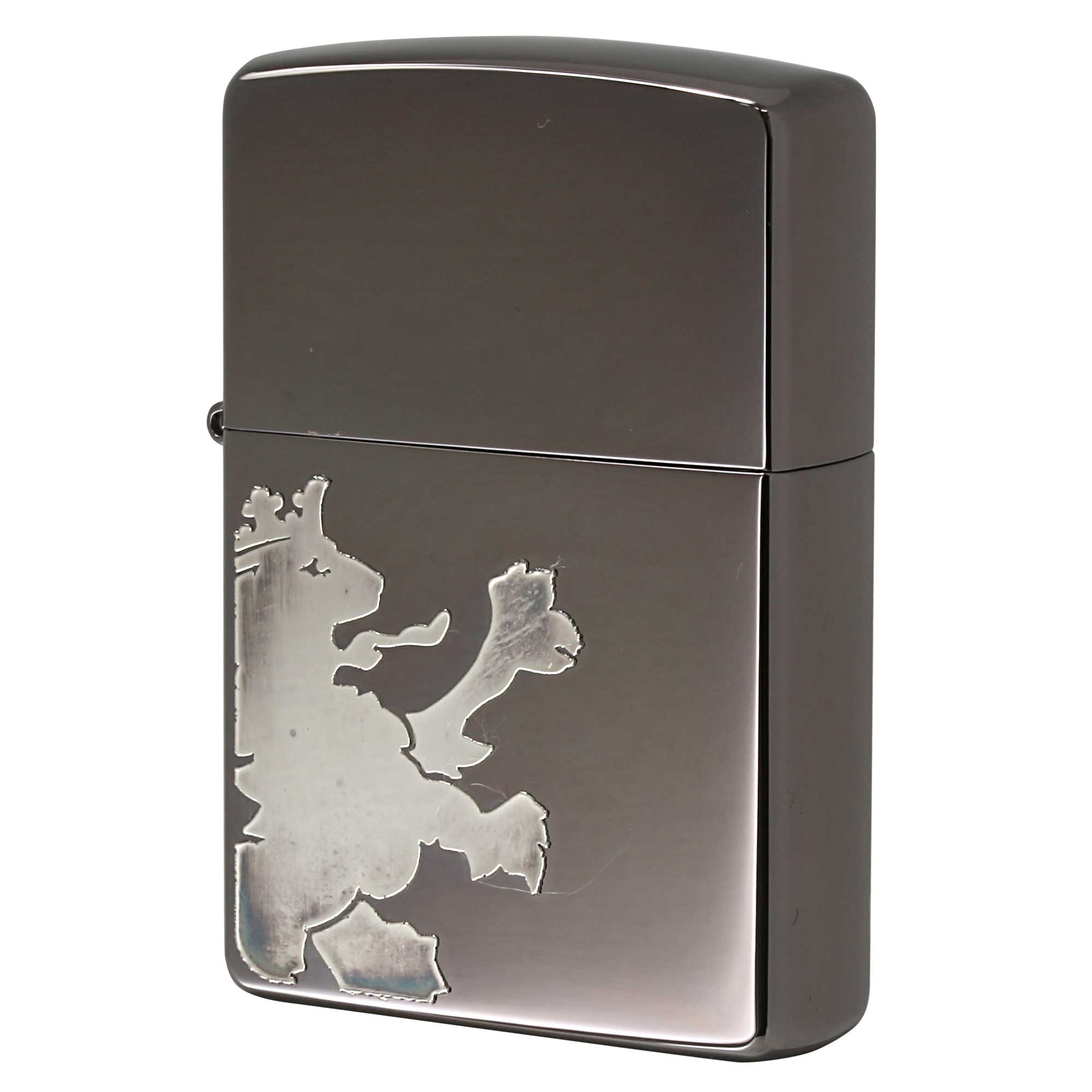 絶版/ヴィンテージ Zippo ジッポー 中古 2004年製造 ZIPPO R.Newbold アールニューボールド ライオン ブラックニッケル 銀差し  [S]ほぼ新品同様