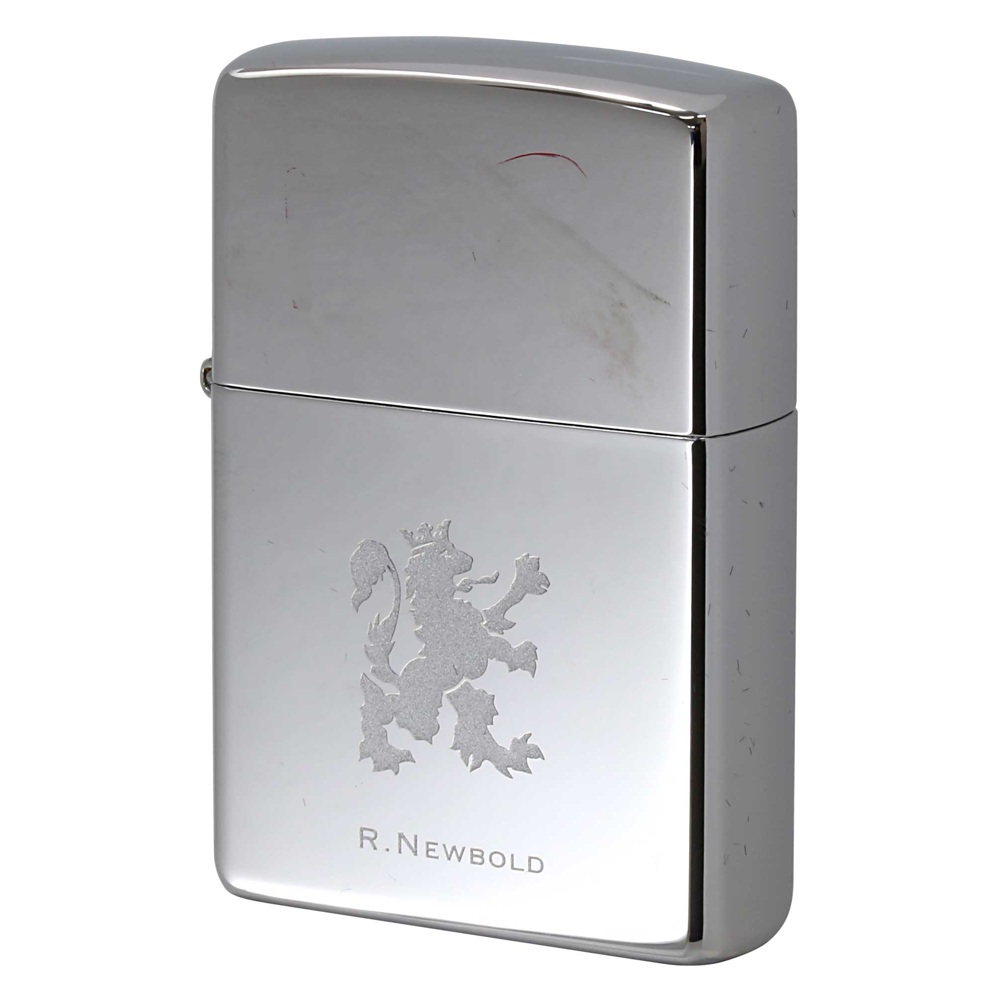 絶版/ヴィンテージ Zippo ジッポー 中古 2001年製造 ZIPPO R.Newbold アールニューボールド ロゴ ラスターエッチング  [S]ほぼ新品同様