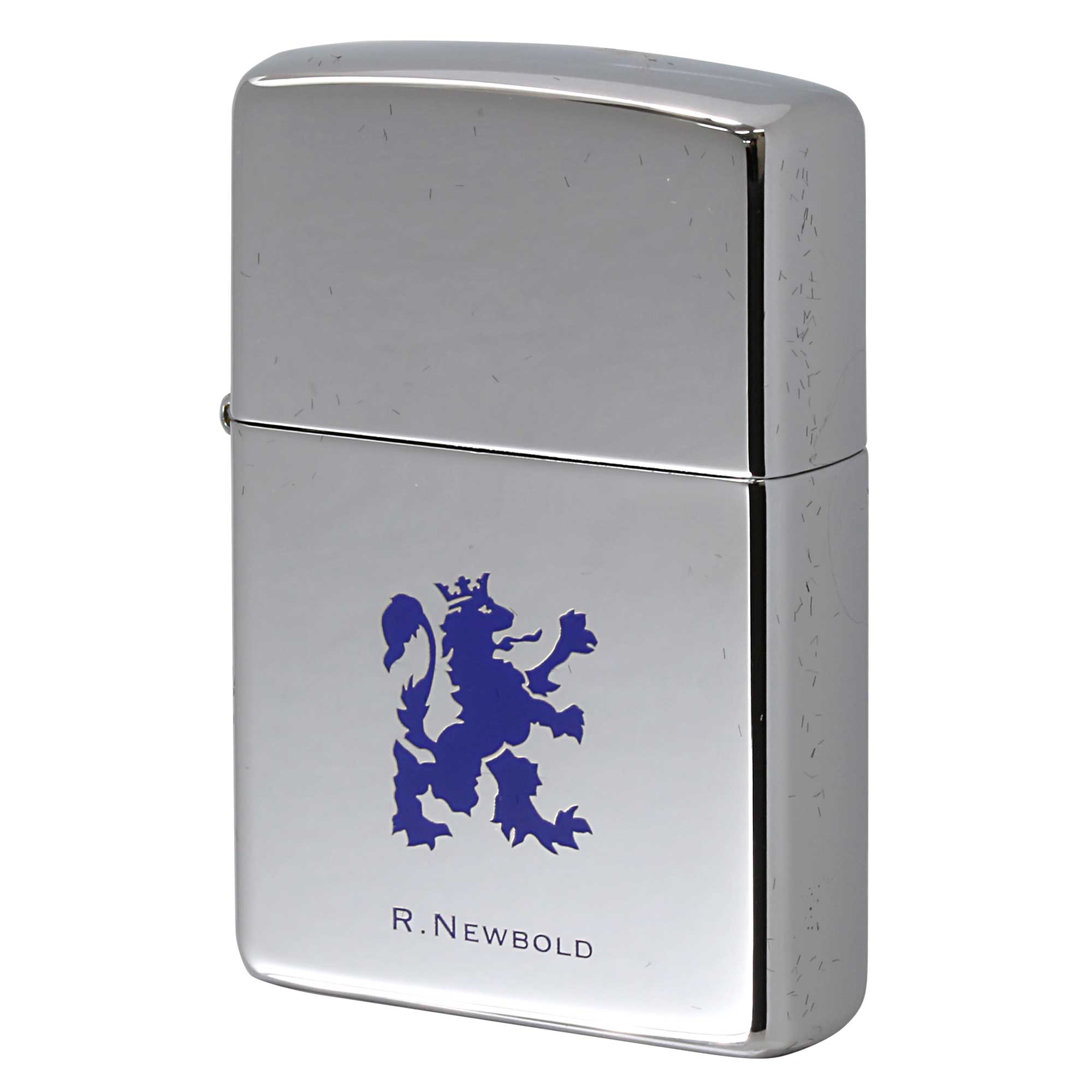 絶版/ヴィンテージ Zippo ジッポー 中古 2001年製造 ZIPPO R.Newbold アールニューボールド ロゴ ブルー  [S]ほぼ新品同様