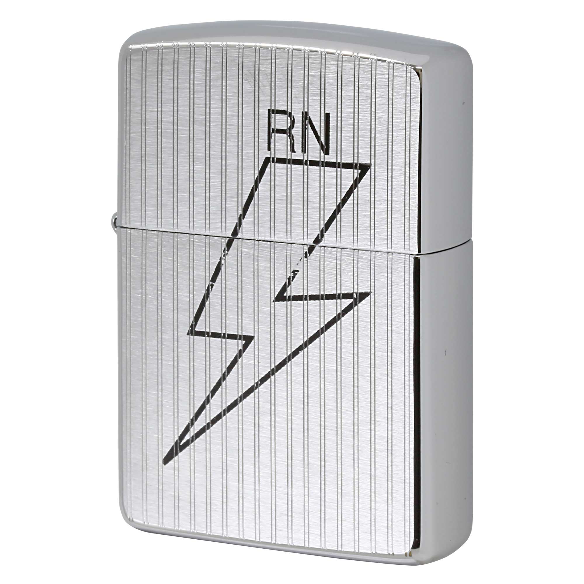 絶版/ヴィンテージ Zippo ジッポー 中古 1997年製造 ZIPPO R.Newbold アールニューボールド RN Storm エンジンタン彫刻 稲妻 プリント  [S]ほぼ新品同様