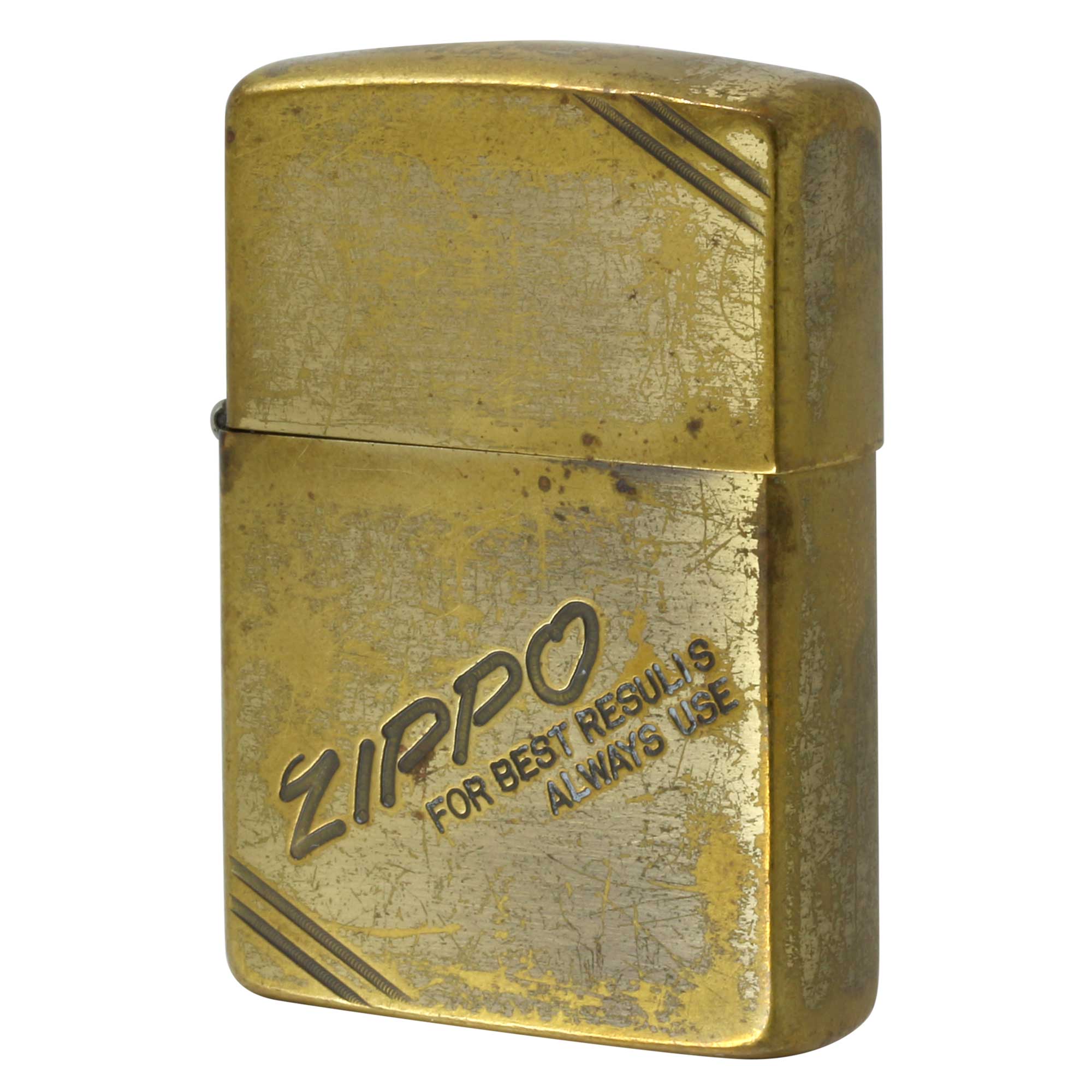 絶版/ヴィンテージ Zippo ジッポー 中古 1992年製造 ジッポ ロゴ ブラス ダイアゴナルラン ZIPPO LOGO  [C]使用感あり傷汚れあり