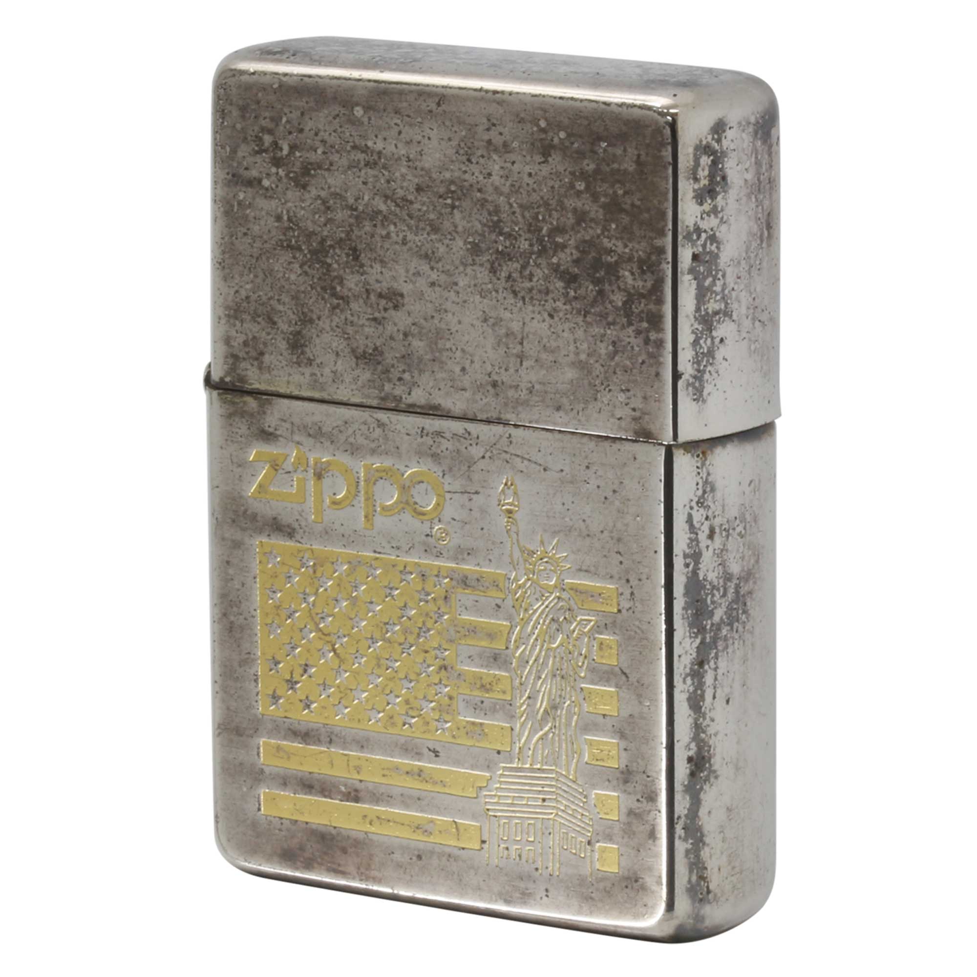 絶版/ヴィンテージ Zippo ジッポー 中古 1997年製造 1937レプリカ フラットトップビンテージ 自由の女神 星条旗  [C]使用感あり傷汚れあり