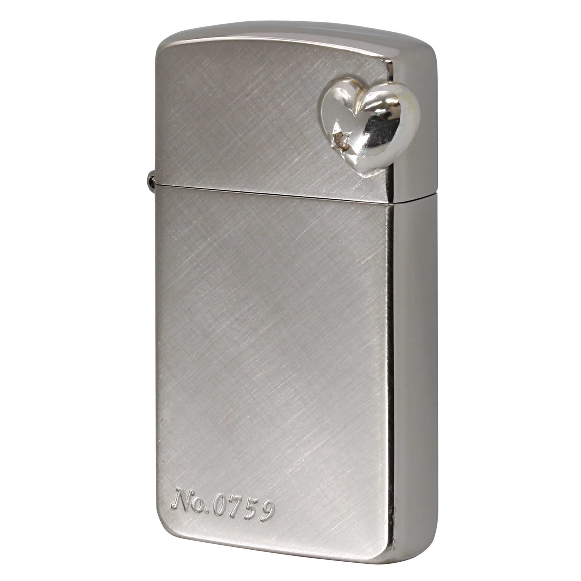 絶版/ヴィンテージ Zippo ジッポー 中古 2005年製造 スリム 純銀ハートオーナメント付き 16SHD-P No.0759  [N]未使用・新品