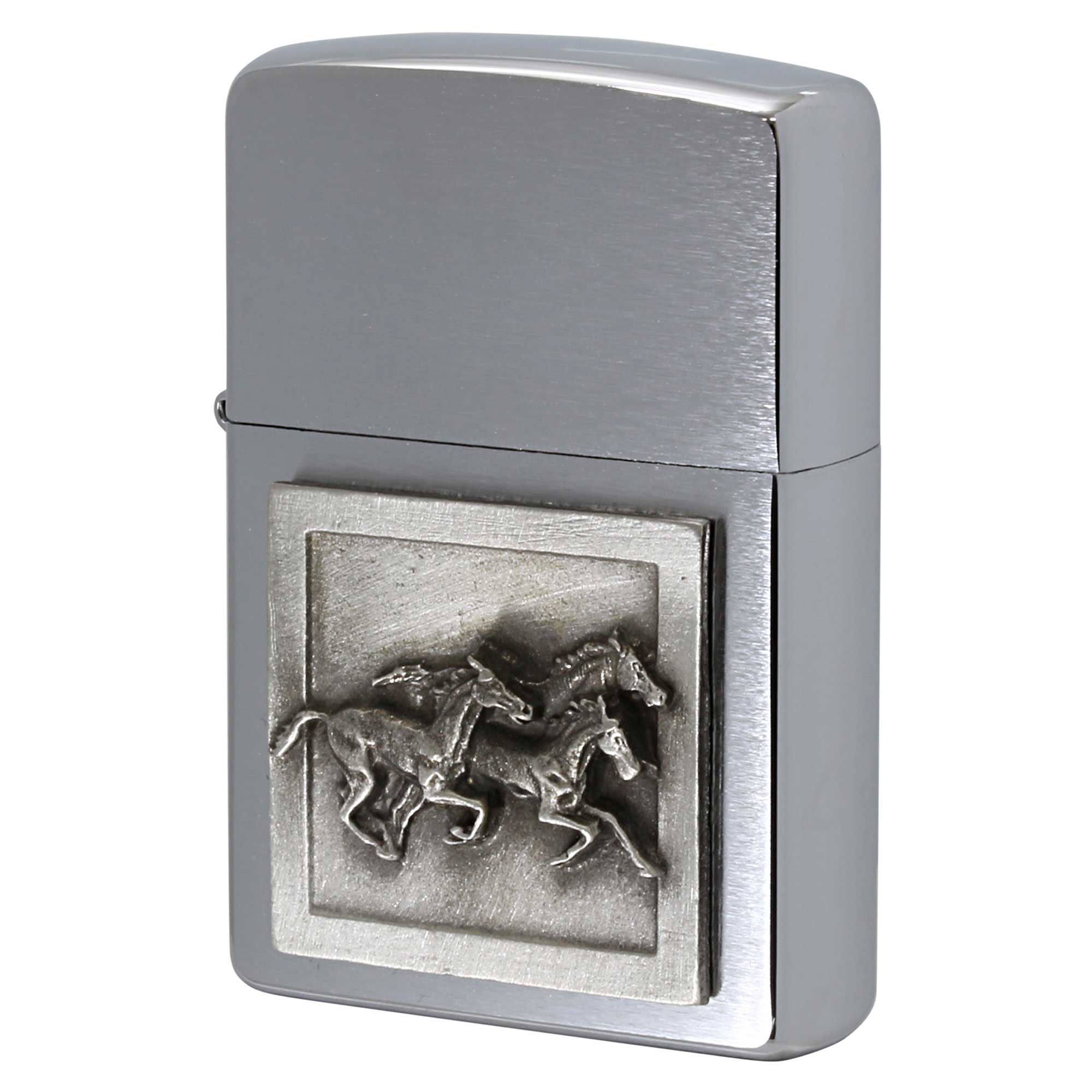絶版/ヴィンテージ Zippo ジッポー 中古 2005年製造 馬 Horses メタル  [S]ほぼ新品同様