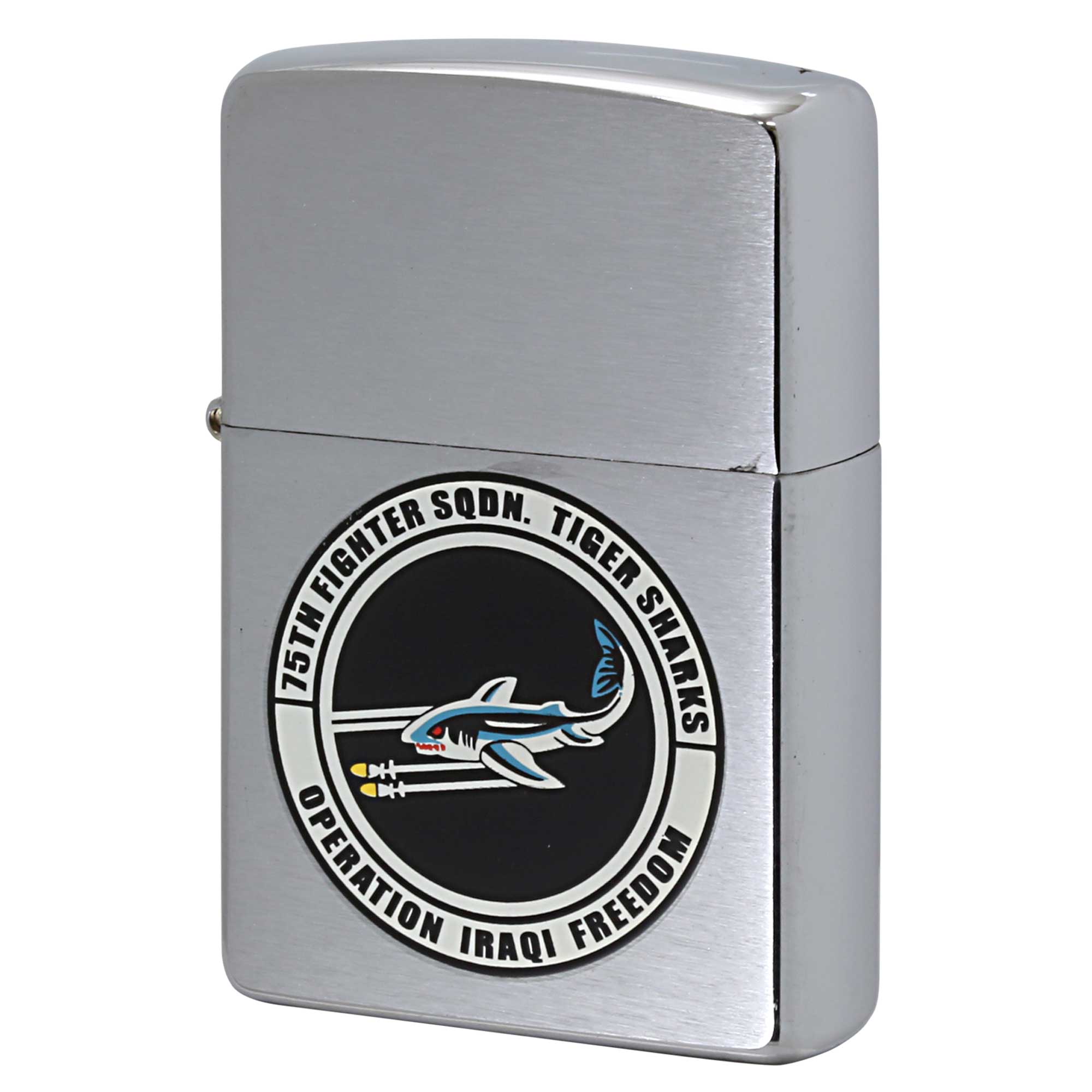絶版/ヴィンテージ Zippo ジッポー 中古 2004年製造 アメリカ空軍 第75戦闘飛行隊 TIGER SHARKS イラク解放作戦  [S]ほぼ新品同様