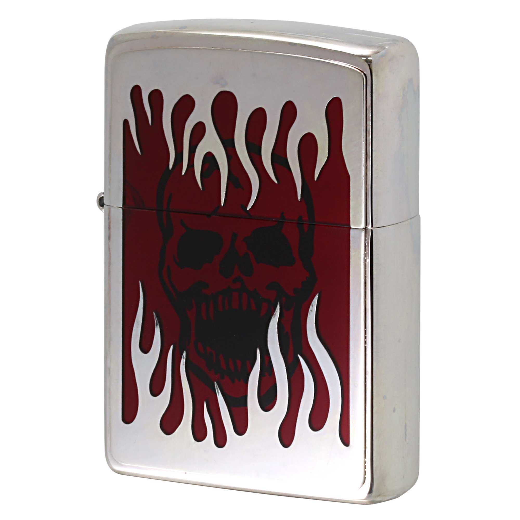 絶版/ヴィンテージ Zippo ジッポー 中古 2004年製造 スカル ドロップ メタルプレート貼り  [S]ほぼ新品同様