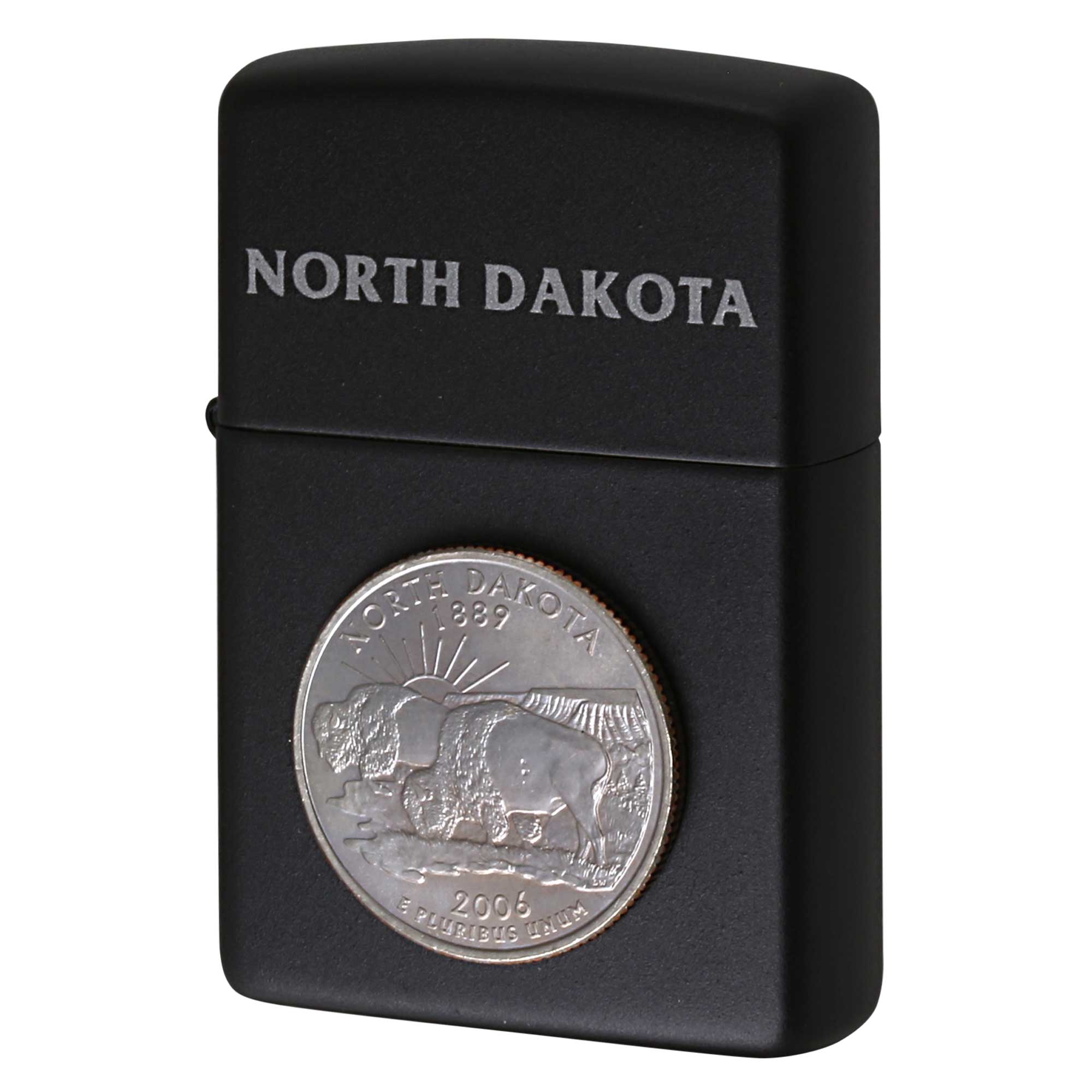 絶版/ヴィンテージ Zippo ジッポー 中古 2007年製造 NORTH DAKOTA コイン マットブラック  [S]ほぼ新品同様