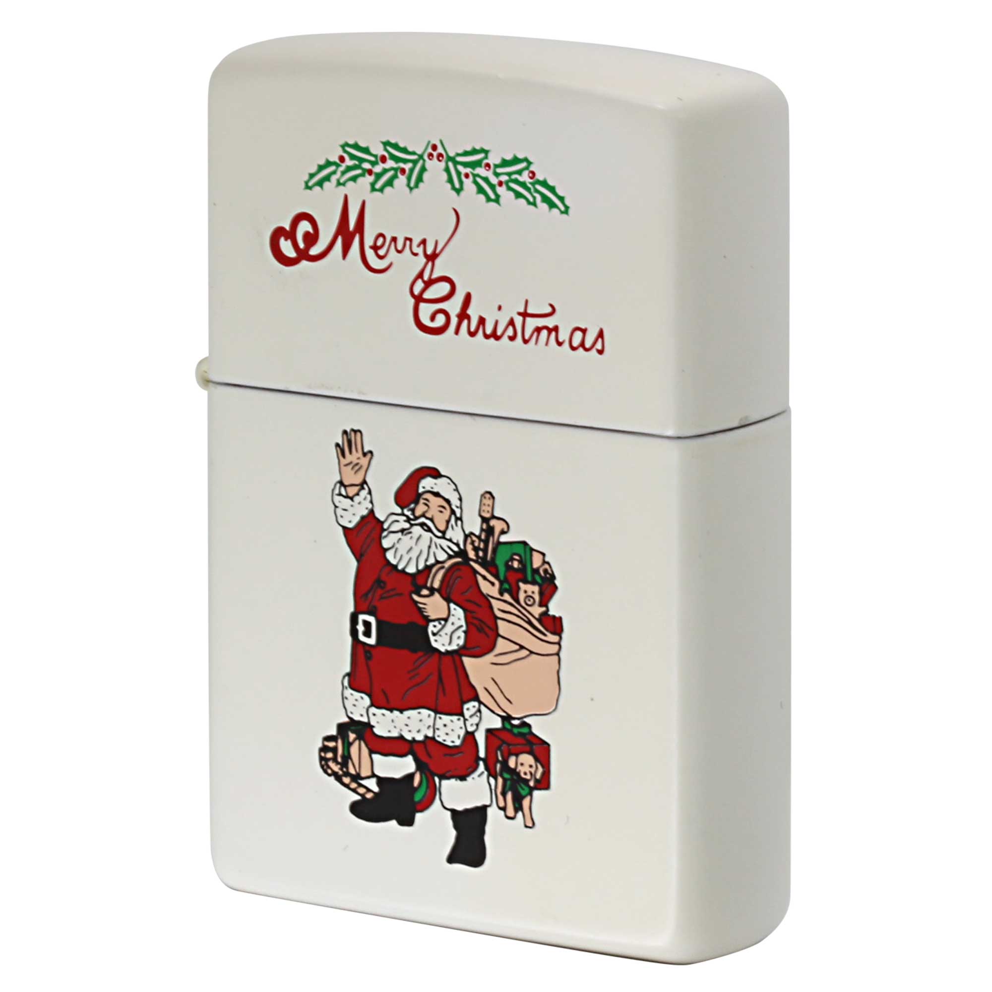 絶版/ヴィンテージ Zippo ジッポー 中古 1999年製造 Merry Christmas サンタクロース ホワイトマット 2001-E  [S]ほぼ新品同様