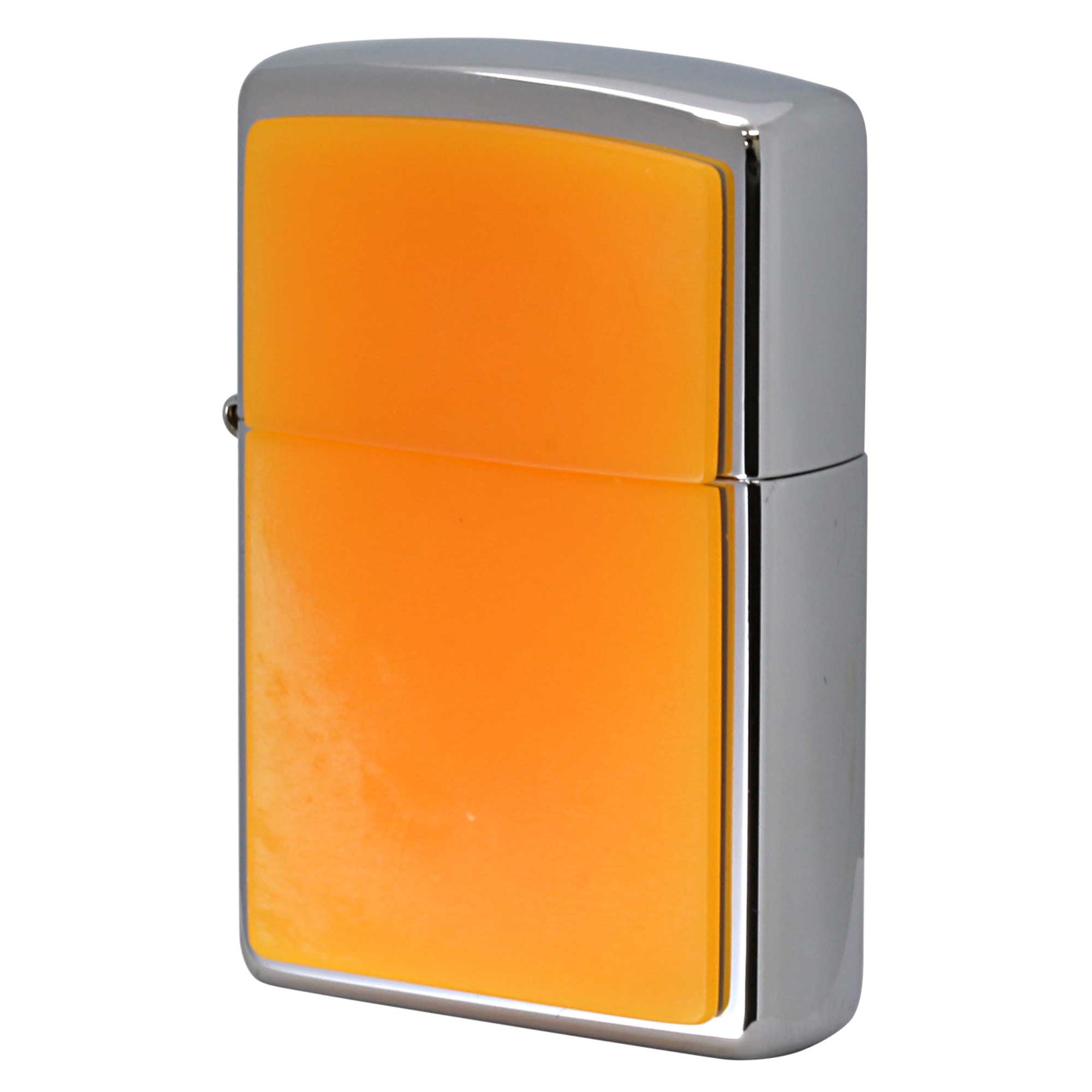 絶版/ヴィンテージ Zippo ジッポー 中古 2002年製造 オレンジ 樹脂プレート貼り  [A]使用感少なく状態が良い