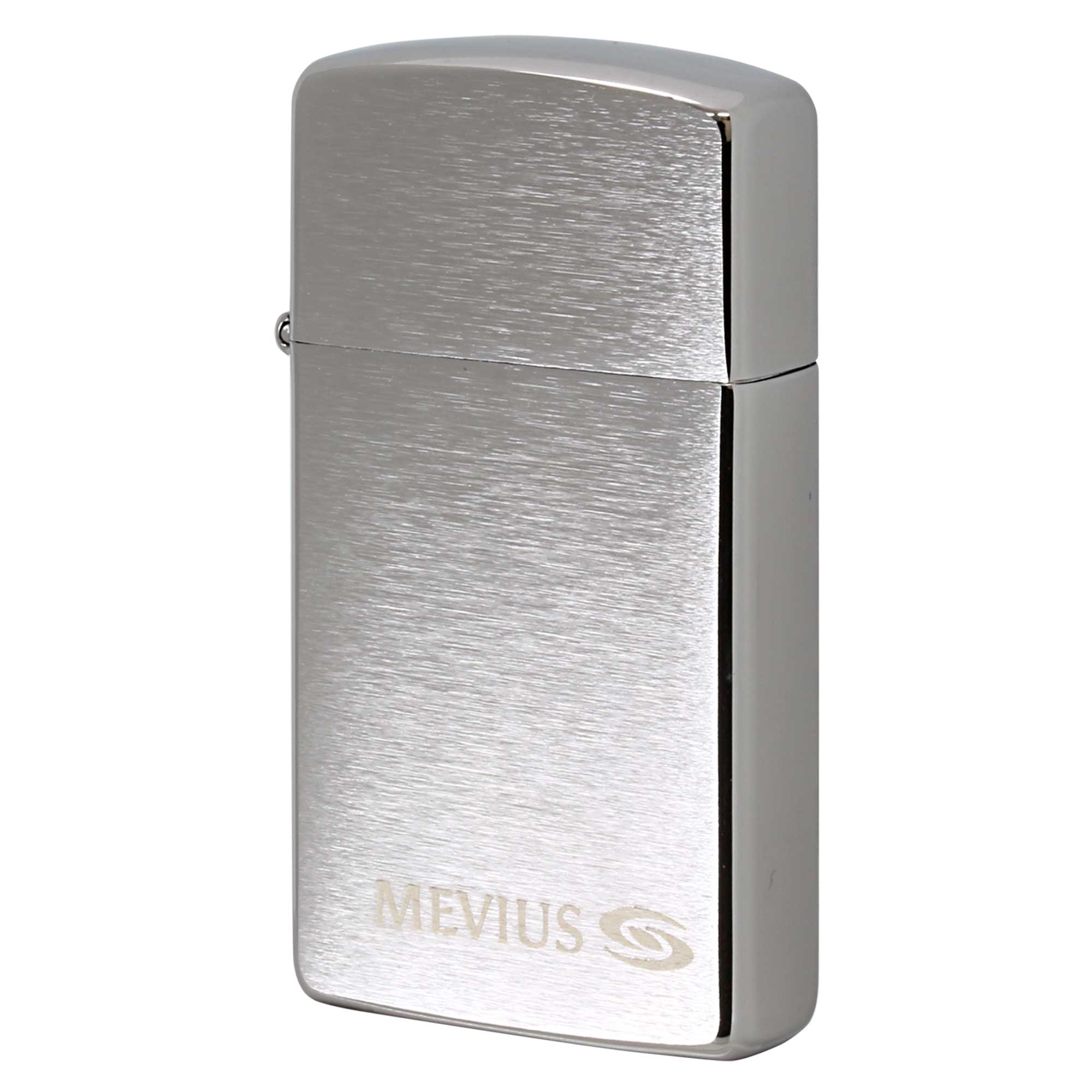絶版/ヴィンテージ Zippo ジッポー 中古 2016年製造 タバコ銘柄 MEVIUS メビウス ブラッシュドクローム スリム 懸賞 Wチャンス品  [N]未使用・新品