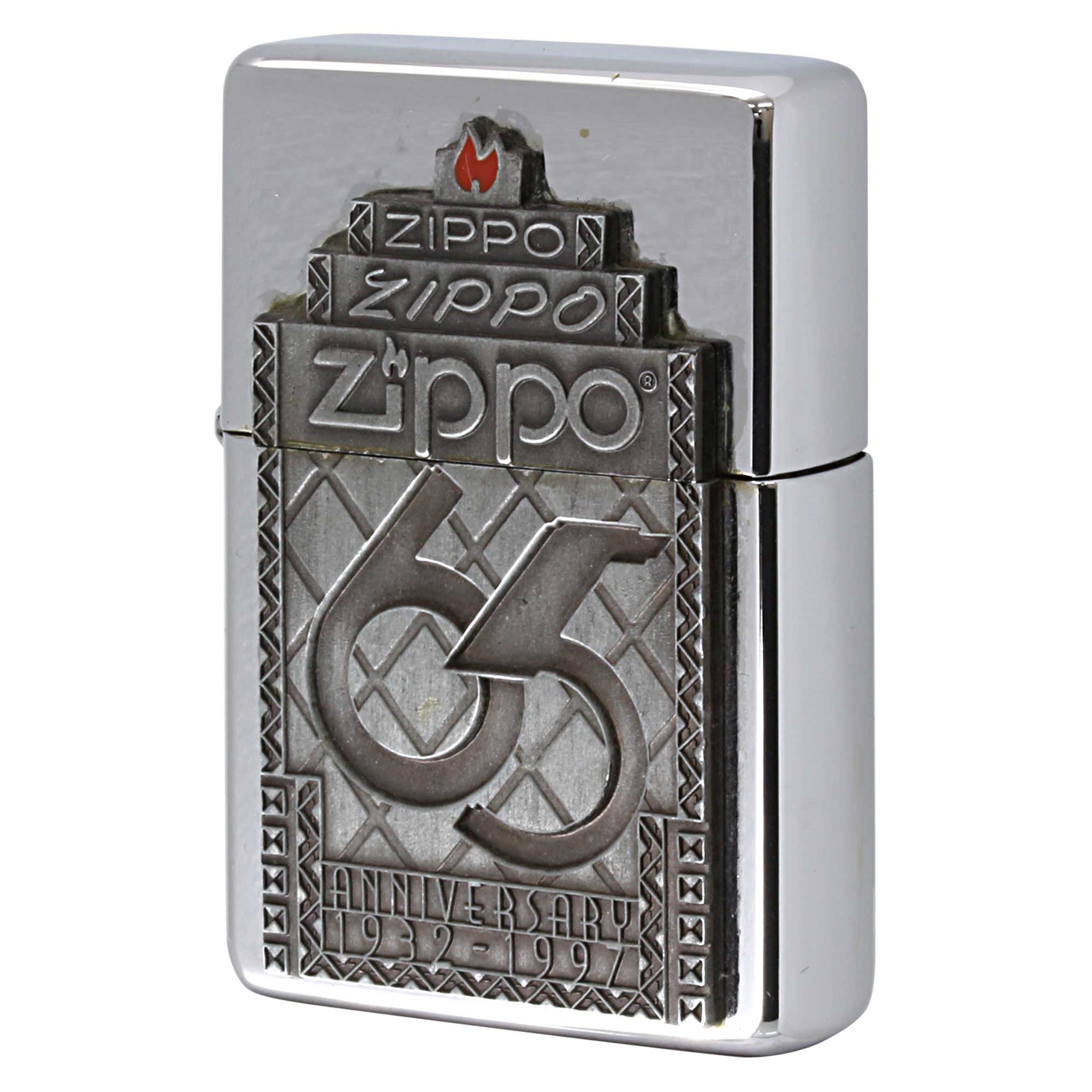 絶版/ヴィンテージ Zippo ジッポー 中古 1997年製造 65th Anniversary Commemorative 1997 Limited Edition フラットトップ  [B]使用感ありやや傷汚れあり