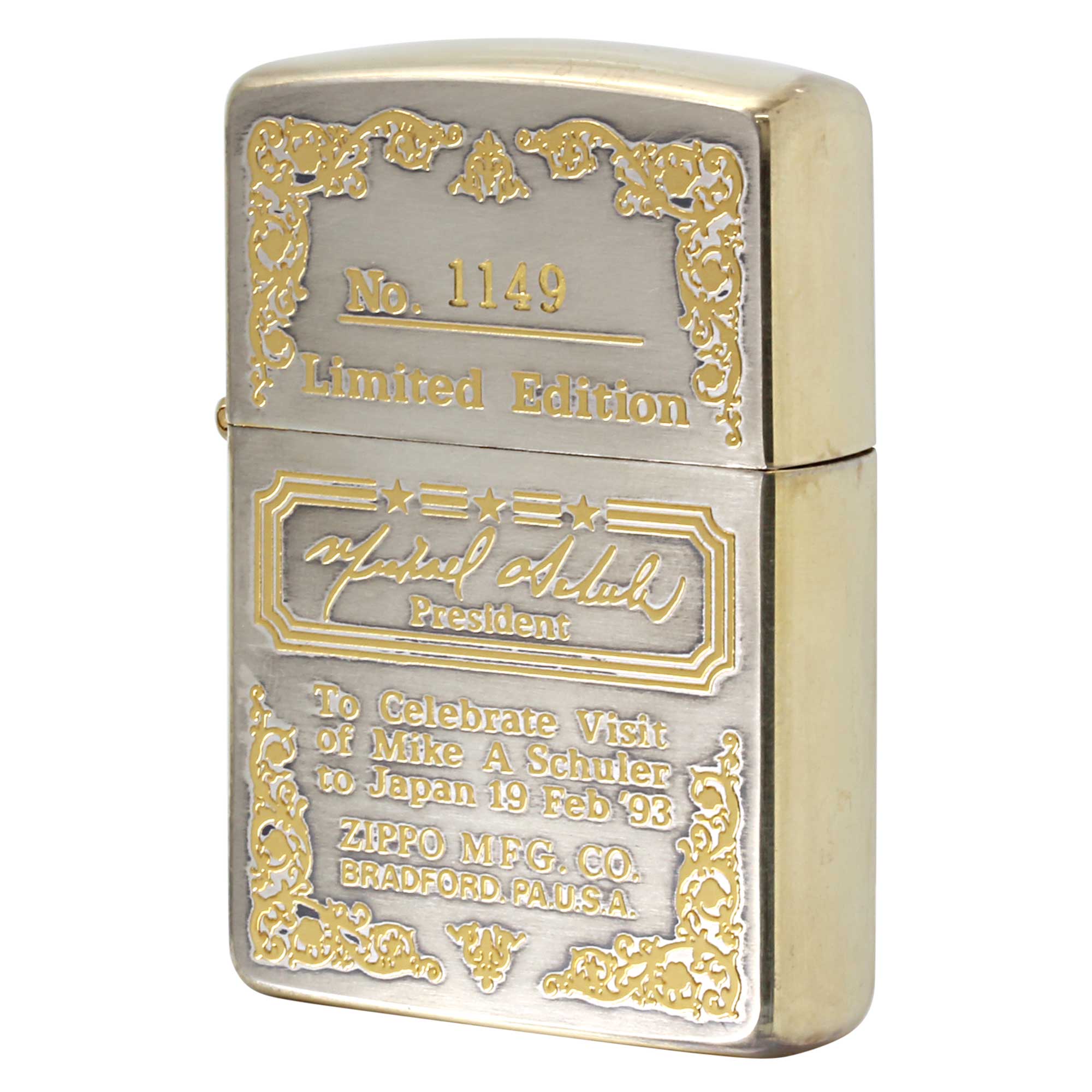 絶版/ヴィンテージ Zippo ジッポー 中古 1992年製造 マイク・A・シューラー 来日記念 LIMITED EDITION No.1149  [A]使用感少なく状態が良い