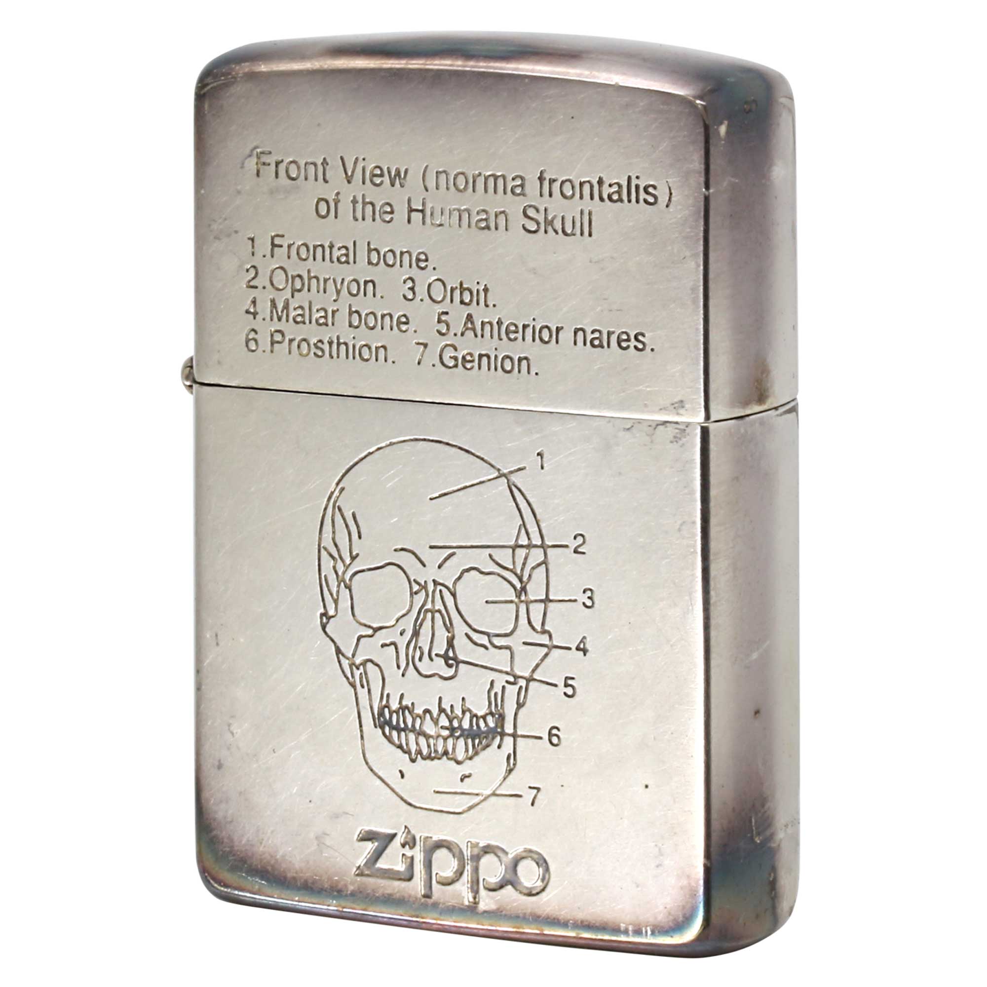 絶版/ヴィンテージ Zippo ジッポー 中古 1993年製造 頭蓋骨正面図 Human Skull スカル ドクロ  [C]使用感あり傷汚れあり