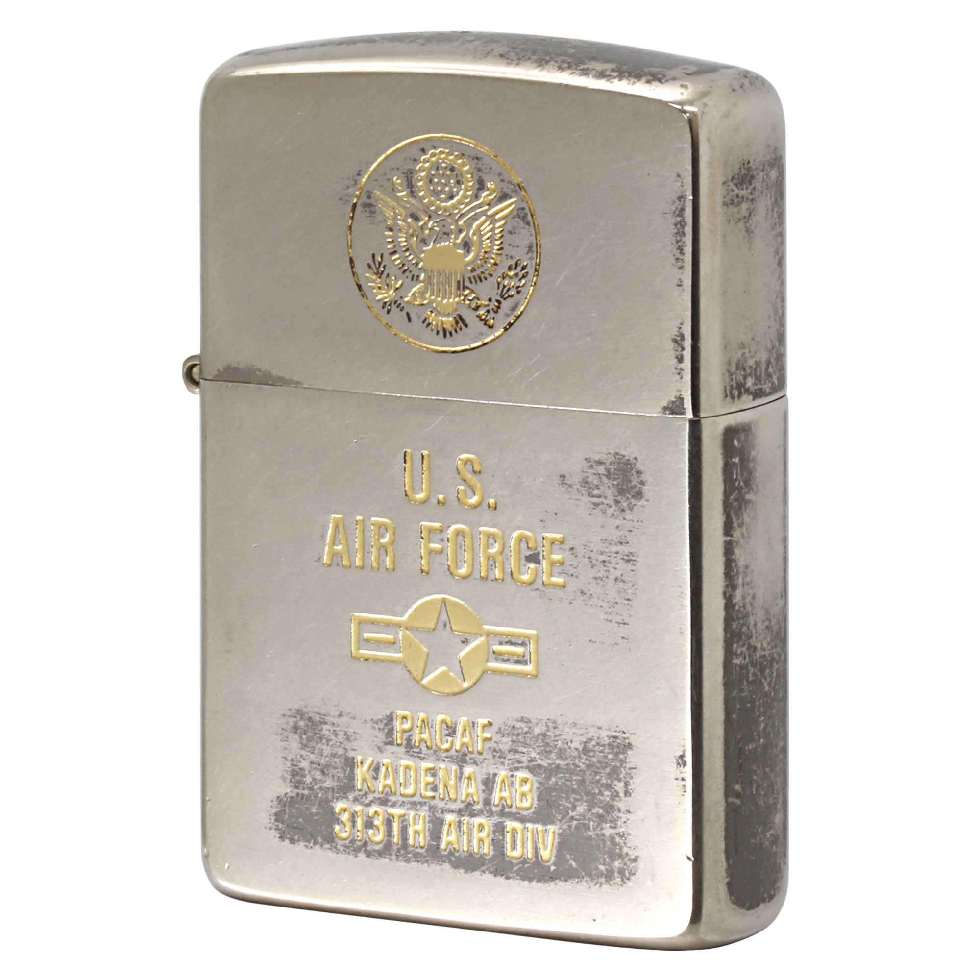 絶版/ヴィンテージ Zippo ジッポー 中古 1989年製造 沖縄 嘉手納基地 アメリカ空軍 第313航空師団 US Air Force  [C]使用感あり傷汚れあり
