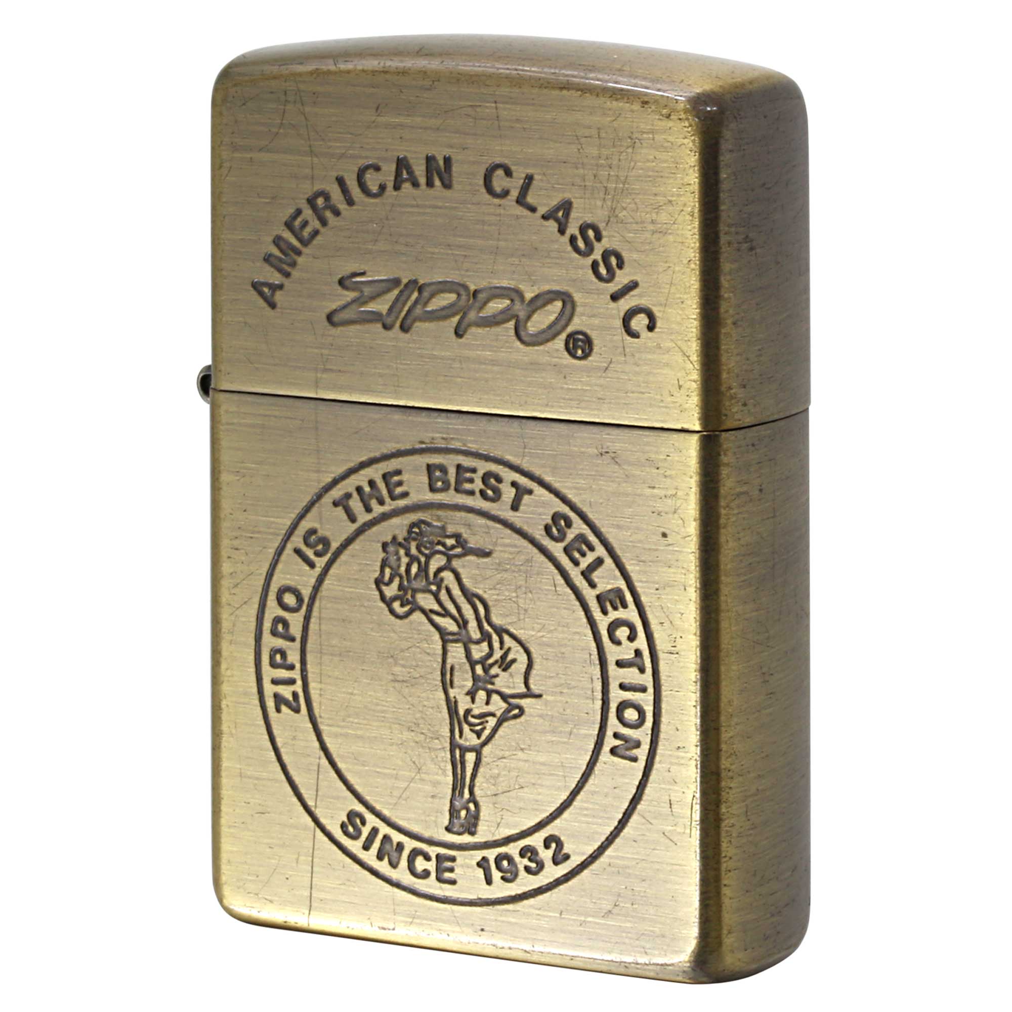 絶版/ヴィンテージ Zippo ジッポー 中古 2002年製造 Windy ウィンディ American Classic ブラス  [B]使用感ありやや傷汚れあり