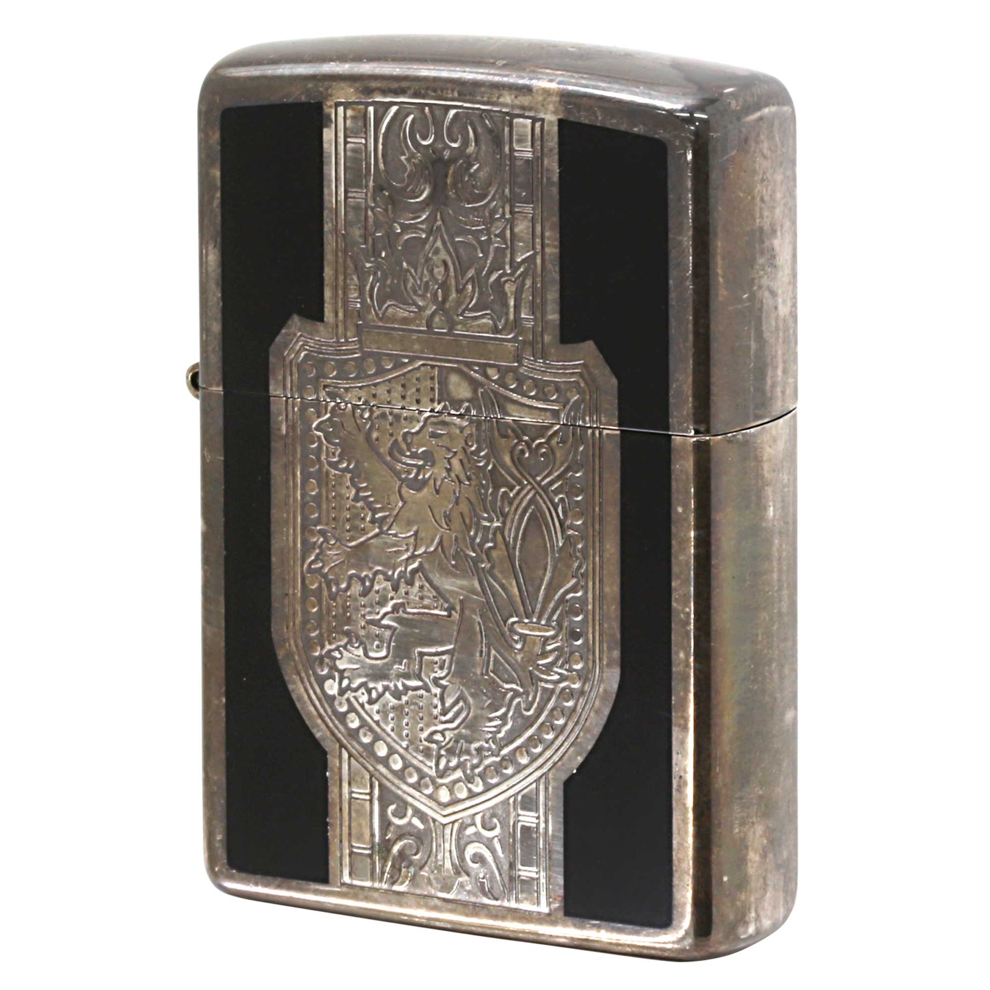 絶版/ヴィンテージ Zippo ジッポー 中古 2012年製造 アンテーククレスト 2SIBK-ACLN 銀メッキイブシ エッチング  [C]使用感あり傷汚れあり