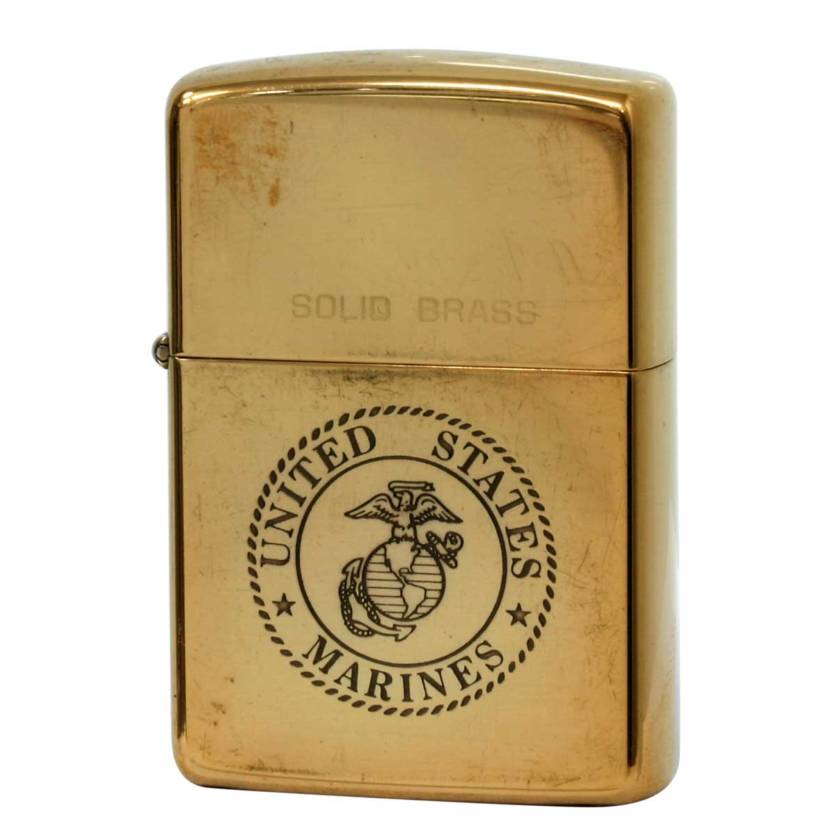 絶版/ヴィンテージ Zippo ジッポー 中古 1989年製造 No.254 SOLID BRASS MARIES アメリカ海兵隊 The United States Marine Corps  [C]使用感あり傷汚れあり