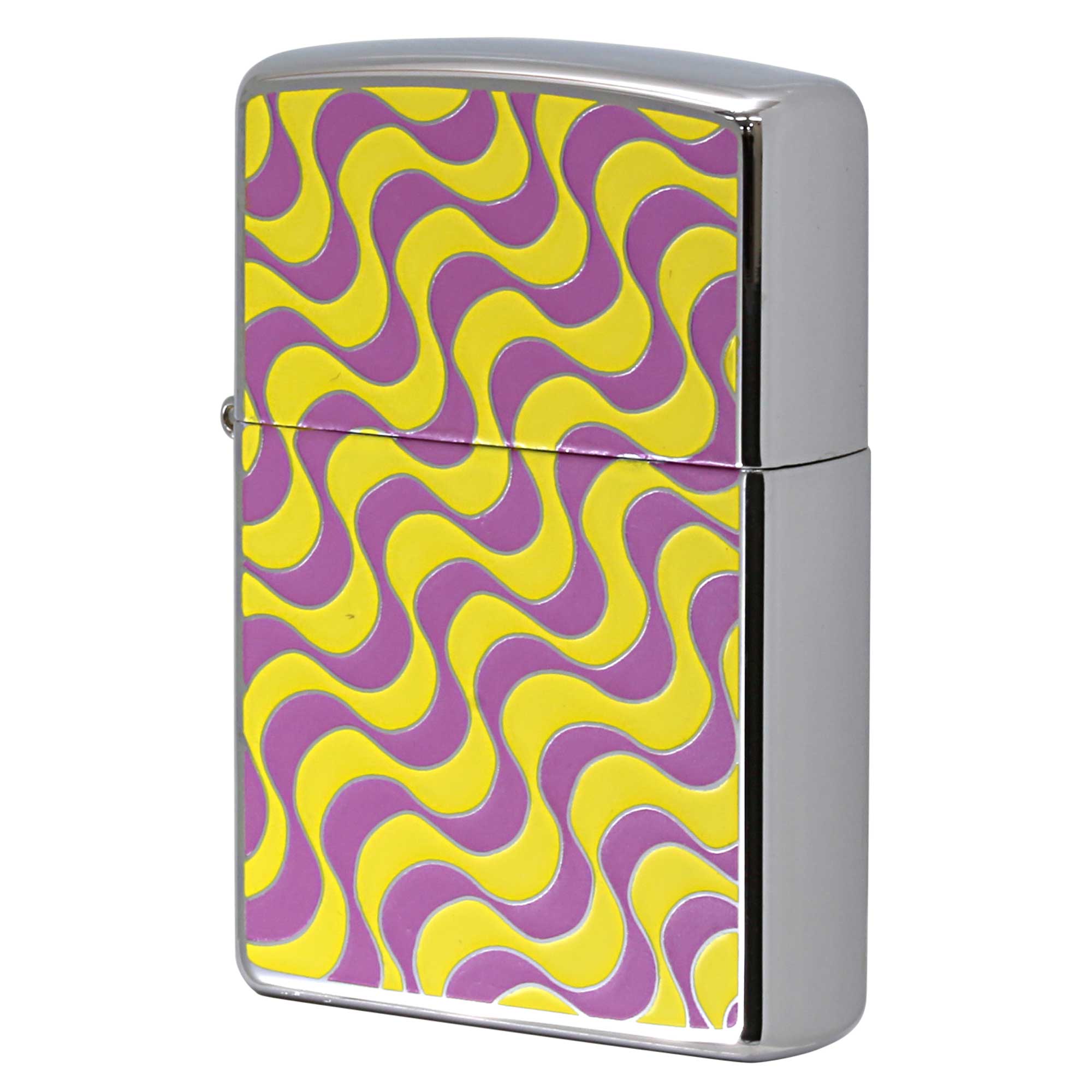 絶版/ヴィンテージ Zippo ジッポー 中古 2003年製造 ZIPPO Paul Smith ポール・スミス 試作品 ウエーブ ピンク イエロー  [S]ほぼ新品同様