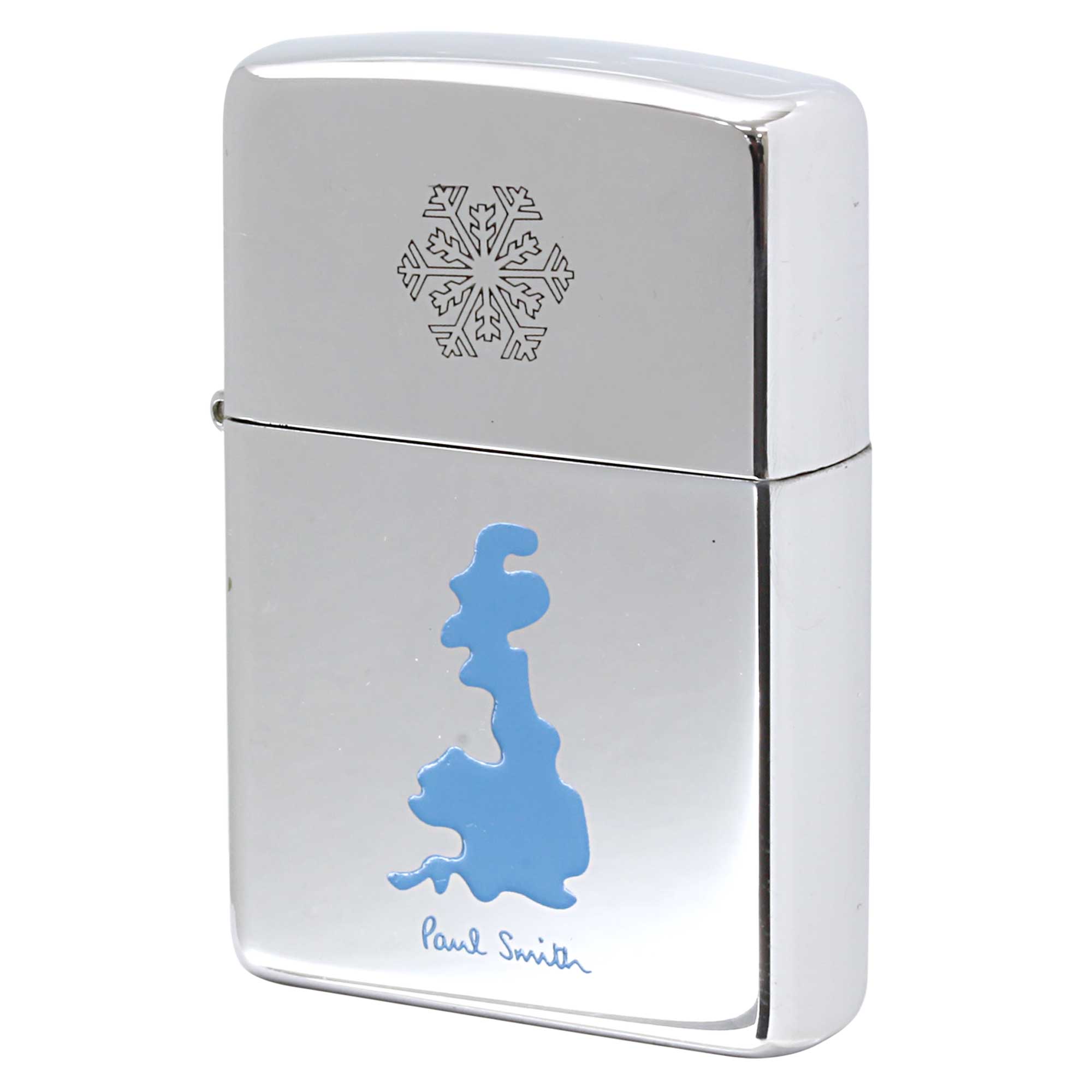 絶版/ヴィンテージ Zippo ジッポー 中古 2002年製造 ZIPPO Paul Smith 英国地図 雪の結晶  [S]ほぼ新品同様