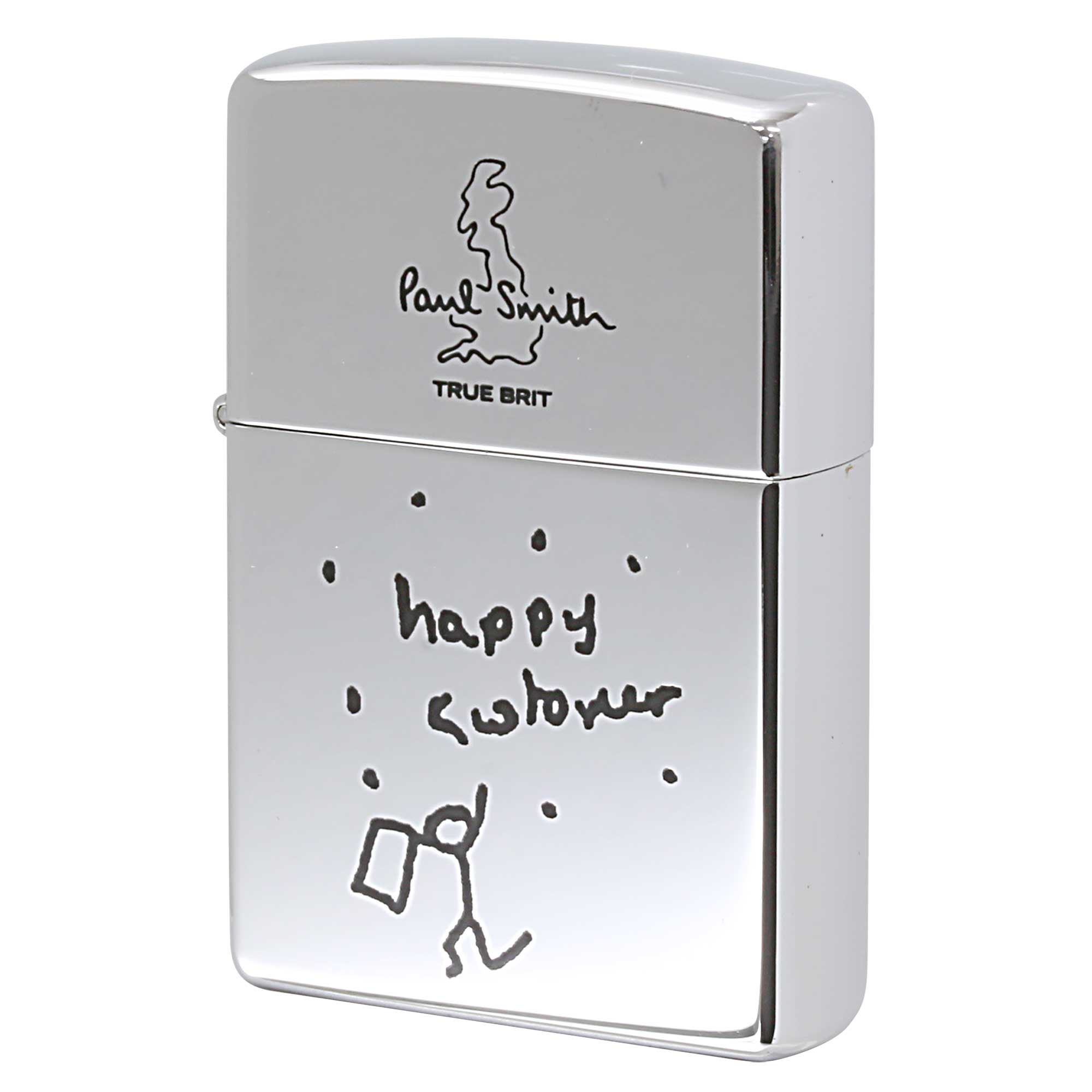 絶版/ヴィンテージ Zippo ジッポー 中古 1997年製造 ZIPPO Paul Smith ポール・スミス True Brit トゥルーブリット 線画 happy  [S]ほぼ新品同様