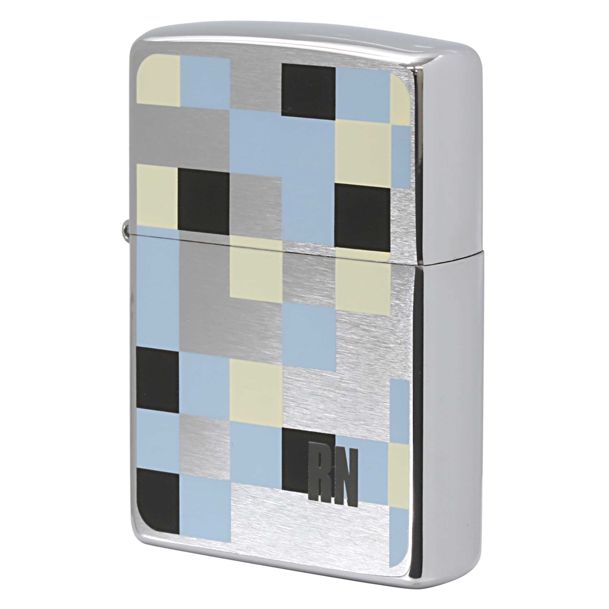 絶版/ヴィンテージ Zippo ジッポー 中古 2000年製造 ZIPPO R.Newbold アールニューボールド ロゴ スクエア柄  [S]ほぼ新品同様