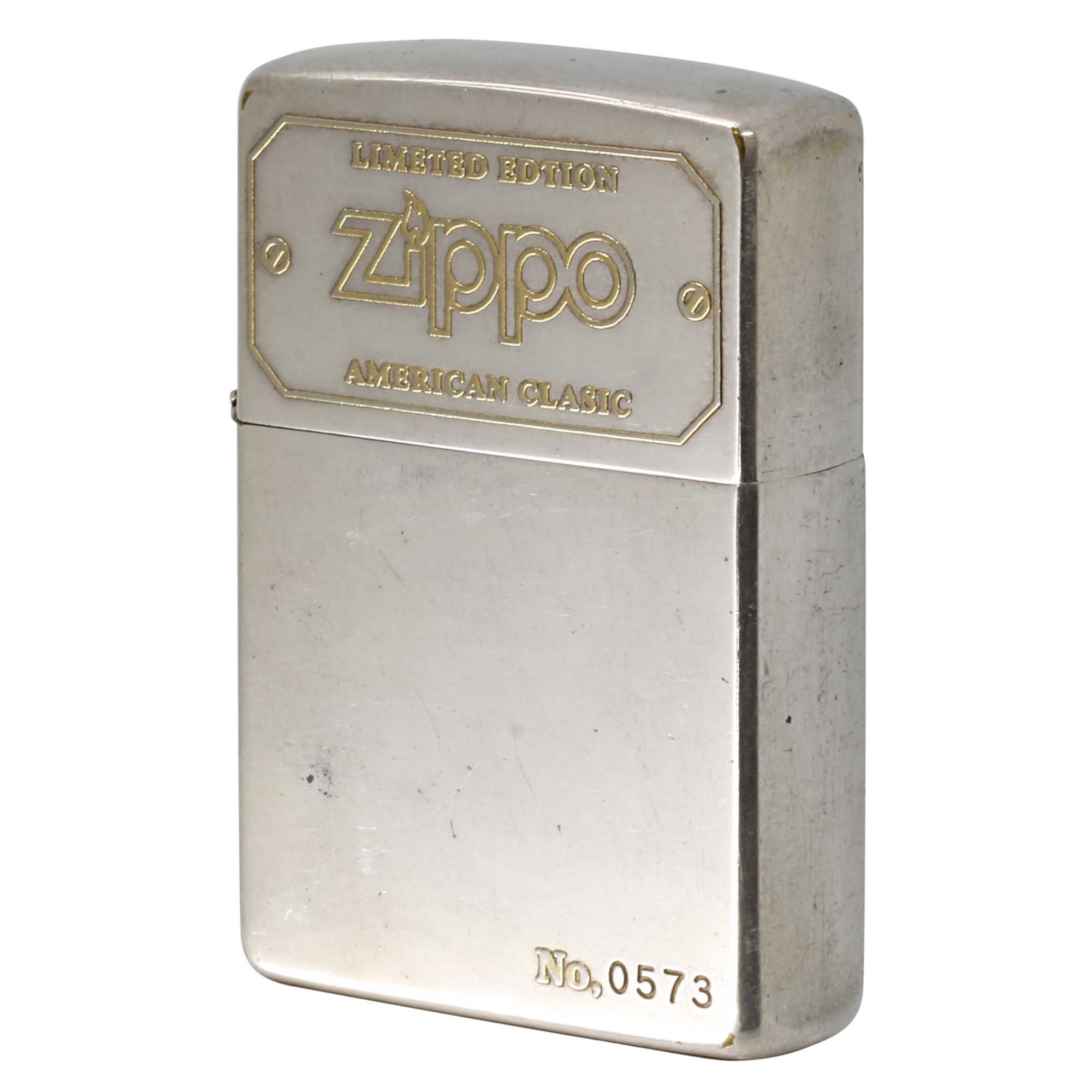 絶版/ヴィンテージ Zippo ジッポー 中古 2000年製造 プレート風デザイン LIMITED EDITION シリアルナンバー No.0573  [C]使用感あり傷汚れあり