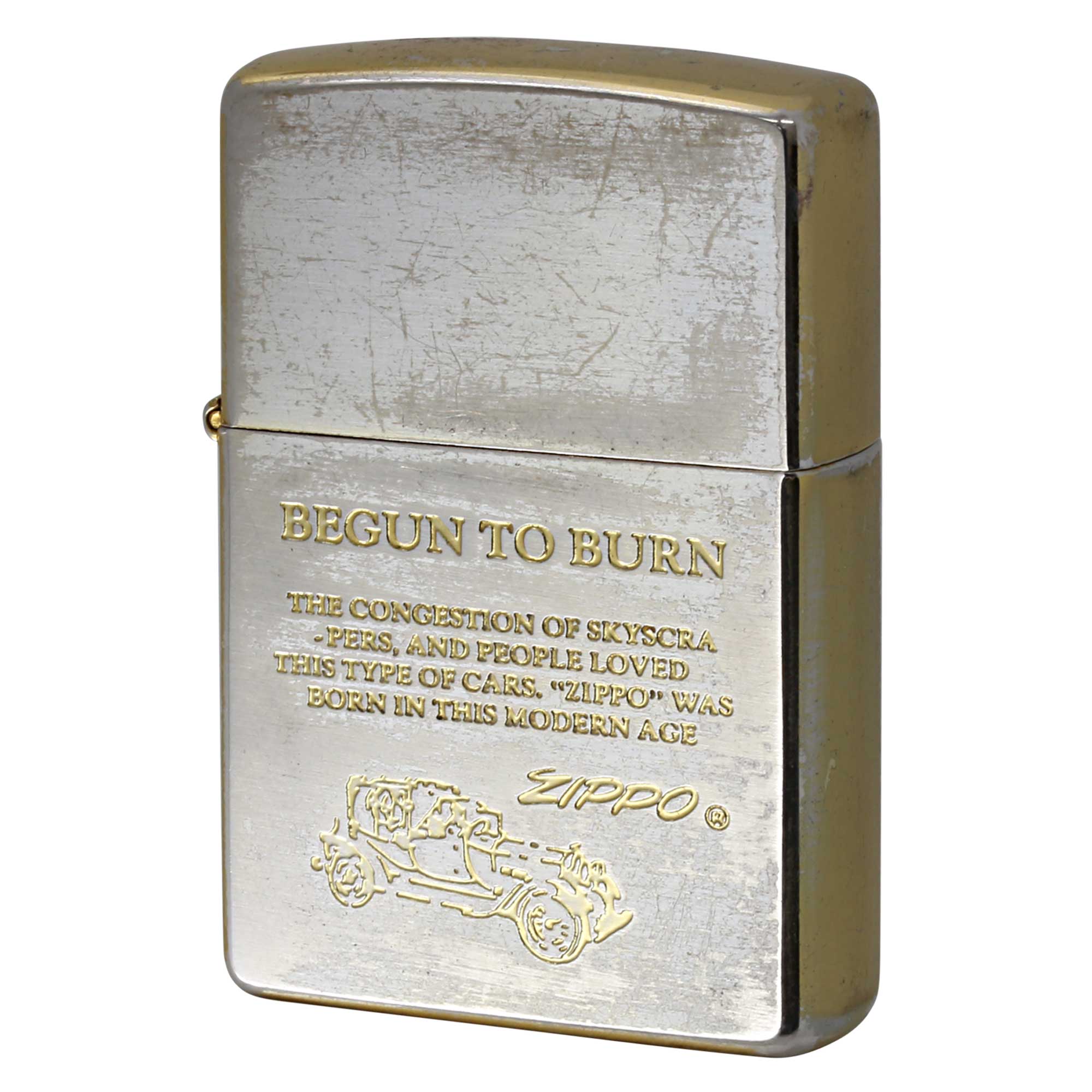 絶版/ヴィンテージ Zippo ジッポー 中古 1997年製造 BEGUN TO BURN コンビメッキ S&G  [B]使用感ありやや傷汚れあり