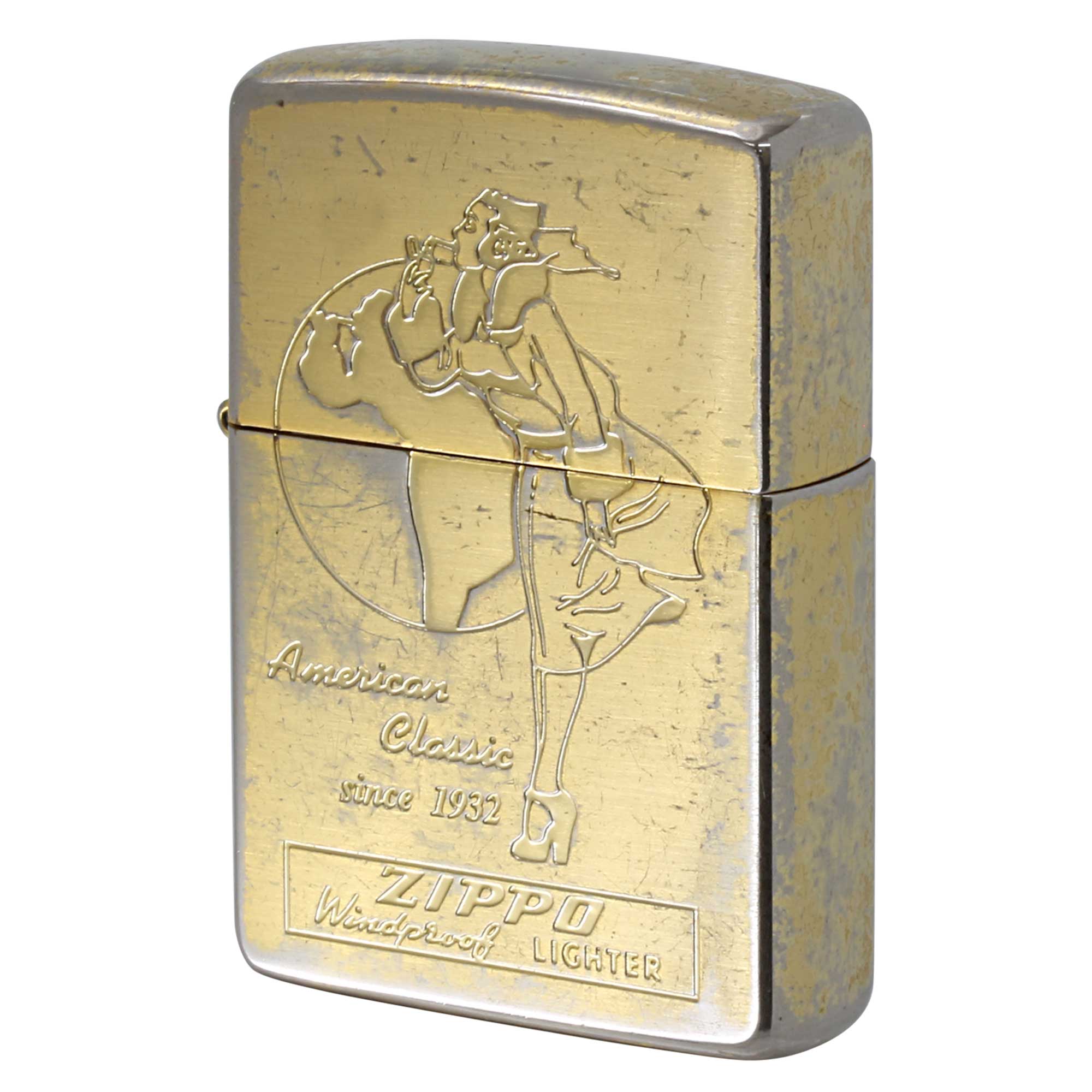 絶版/ヴィンテージ Zippo ジッポー 中古 1997年製造 Windy ウインディ 金メッキ  [C]使用感あり傷汚れあり