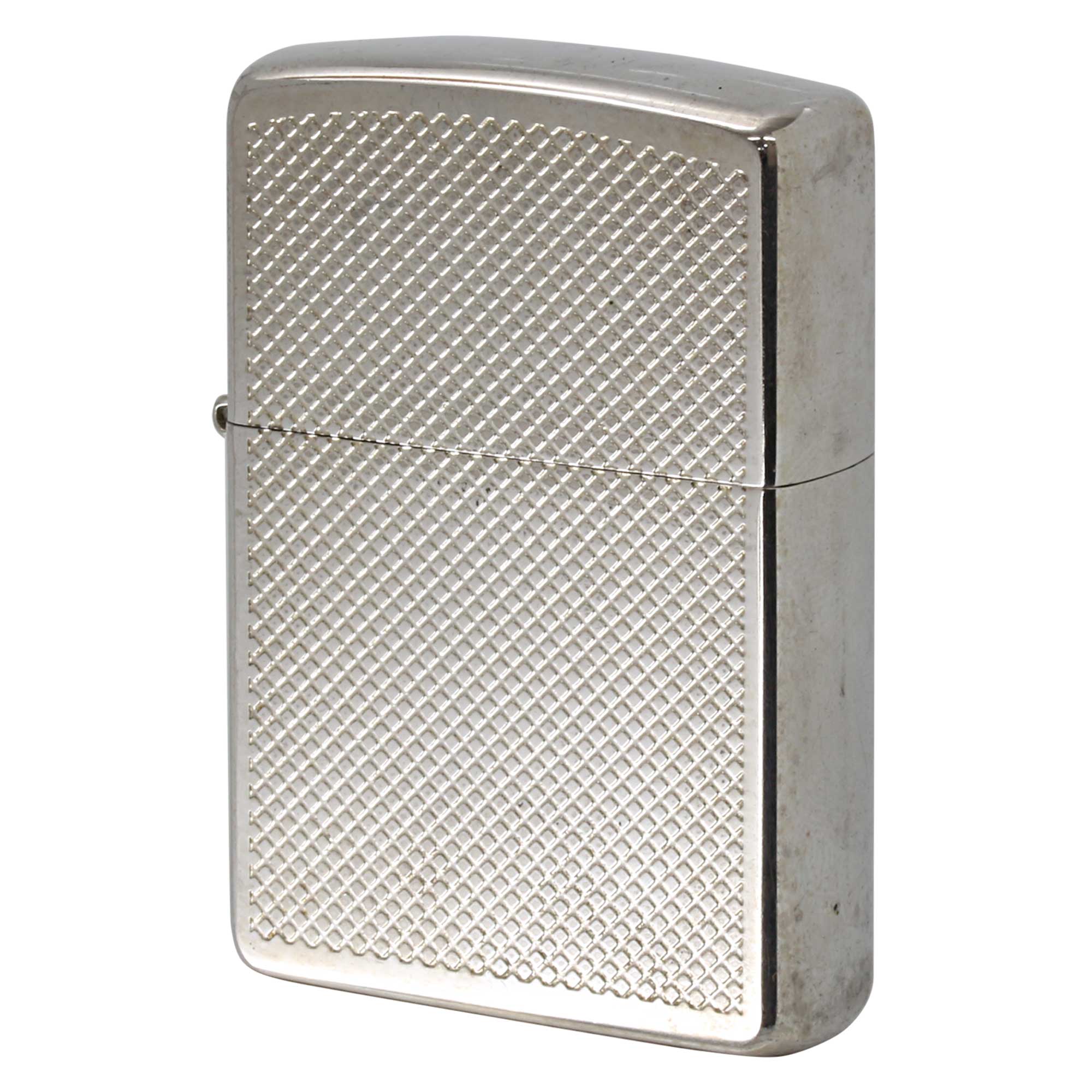 絶版/ヴィンテージ Zippo ジッポー 中古 2003年製造 格子柄 彫刻 片面  [C]使用感あり傷汚れあり
