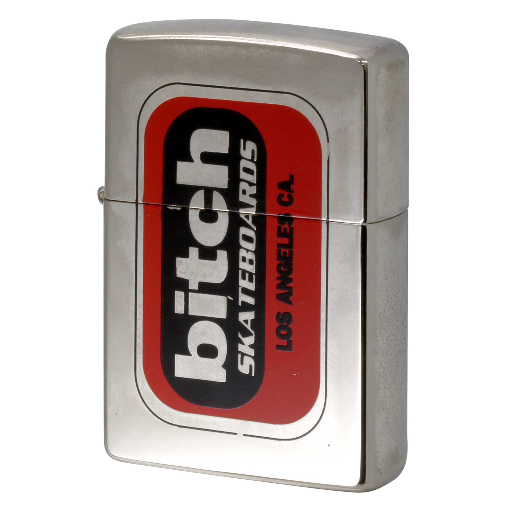 絶版/ヴィンテージ Zippo ジッポー 中古 1996年製造 bitch スケートボード レッド  [C]使用感あり傷汚れあり