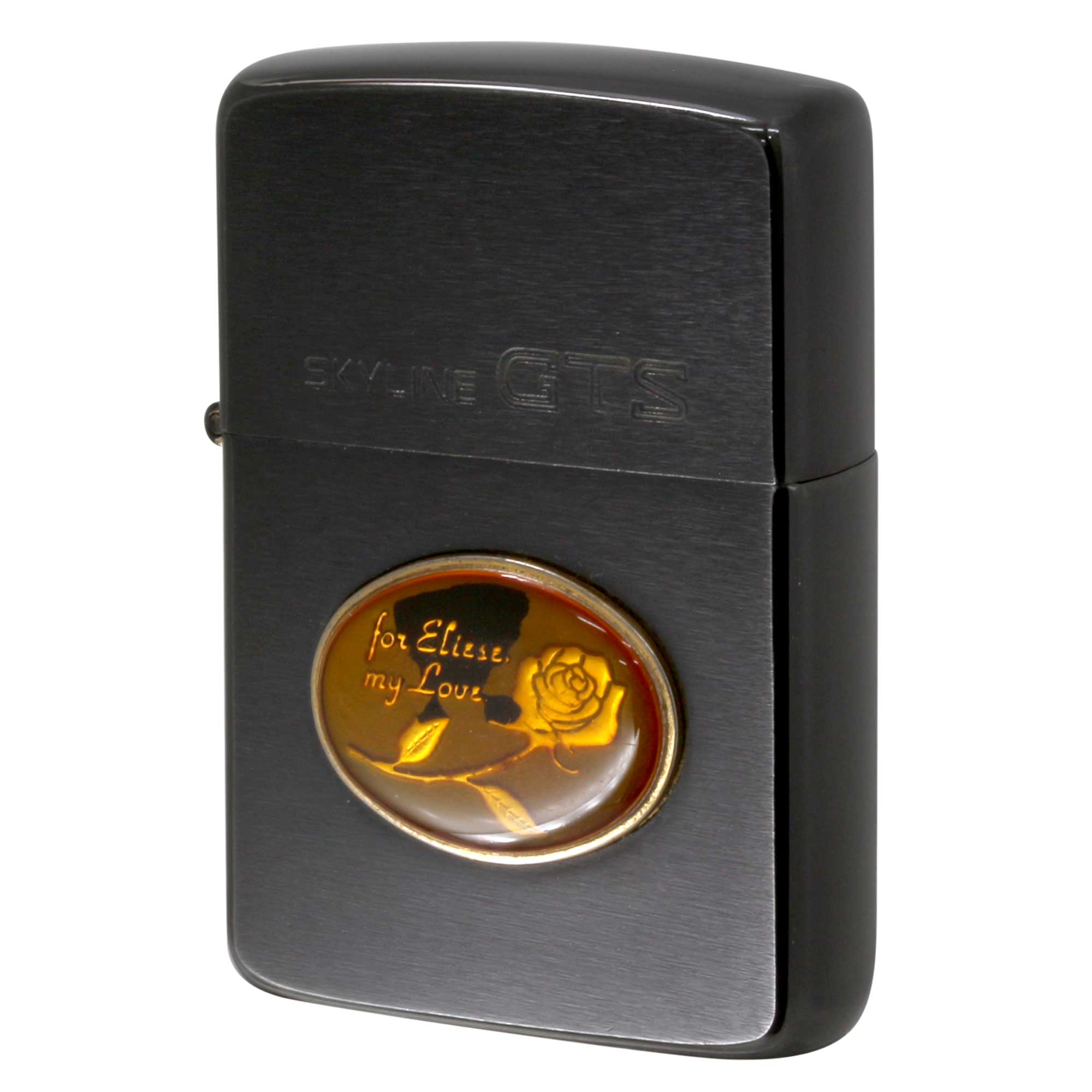絶版/ヴィンテージ Zippo ジッポー 中古 1986年製造 日産 スカイライン SKYLINE GTS ブラック 薔薇  [A]使用感少なく状態が良い