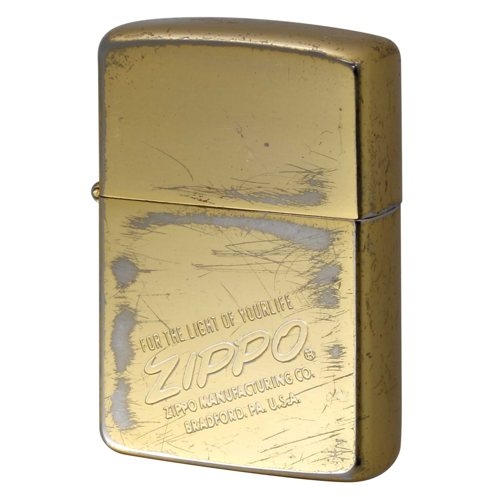 絶版/ヴィンテージ Zippo ジッポー 中古 1987年製造 ZIPPO LOGO 1955-1979年使用 ジッポ ロゴ クラッシックロゴ 金メッキ  [C]使用感あり傷汚れあり