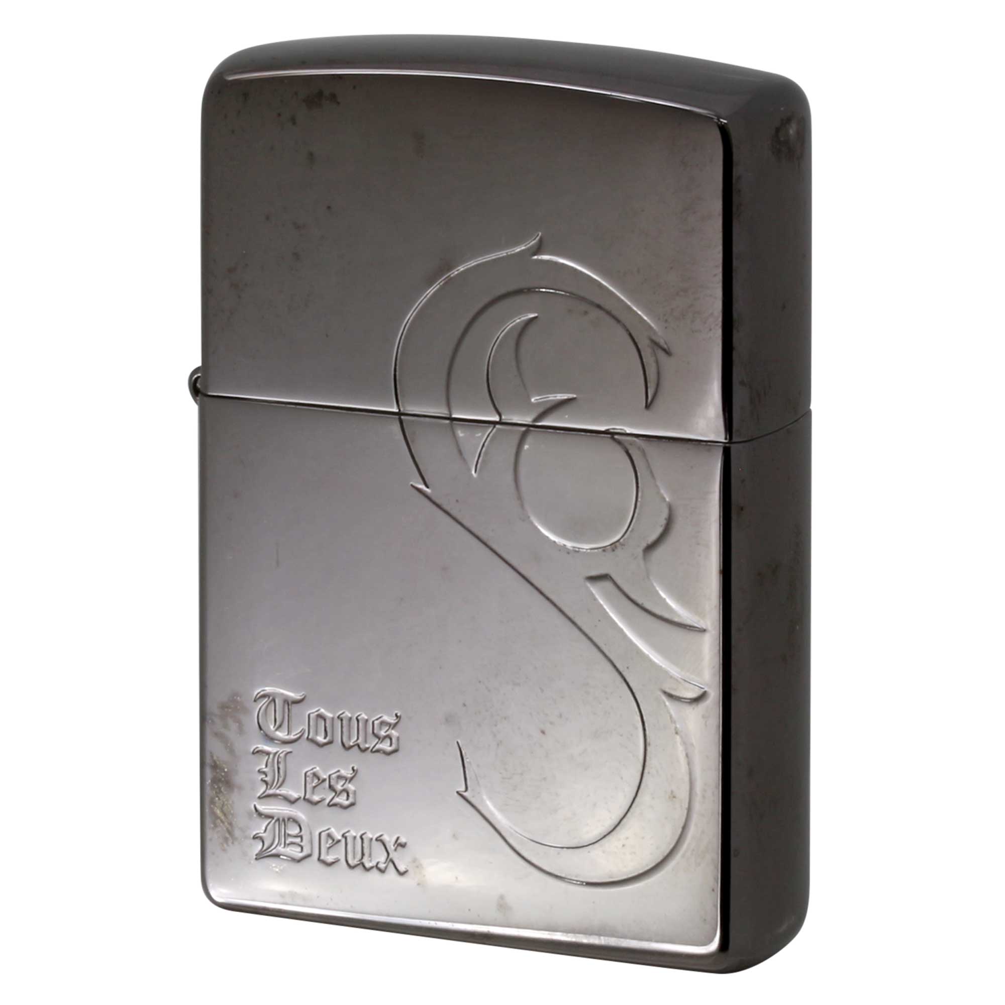 絶版/ヴィンテージ Zippo ジッポー 中古 2005年製造 Tous les Deux トライバル ブラック  [B]使用感ありやや傷汚れあり