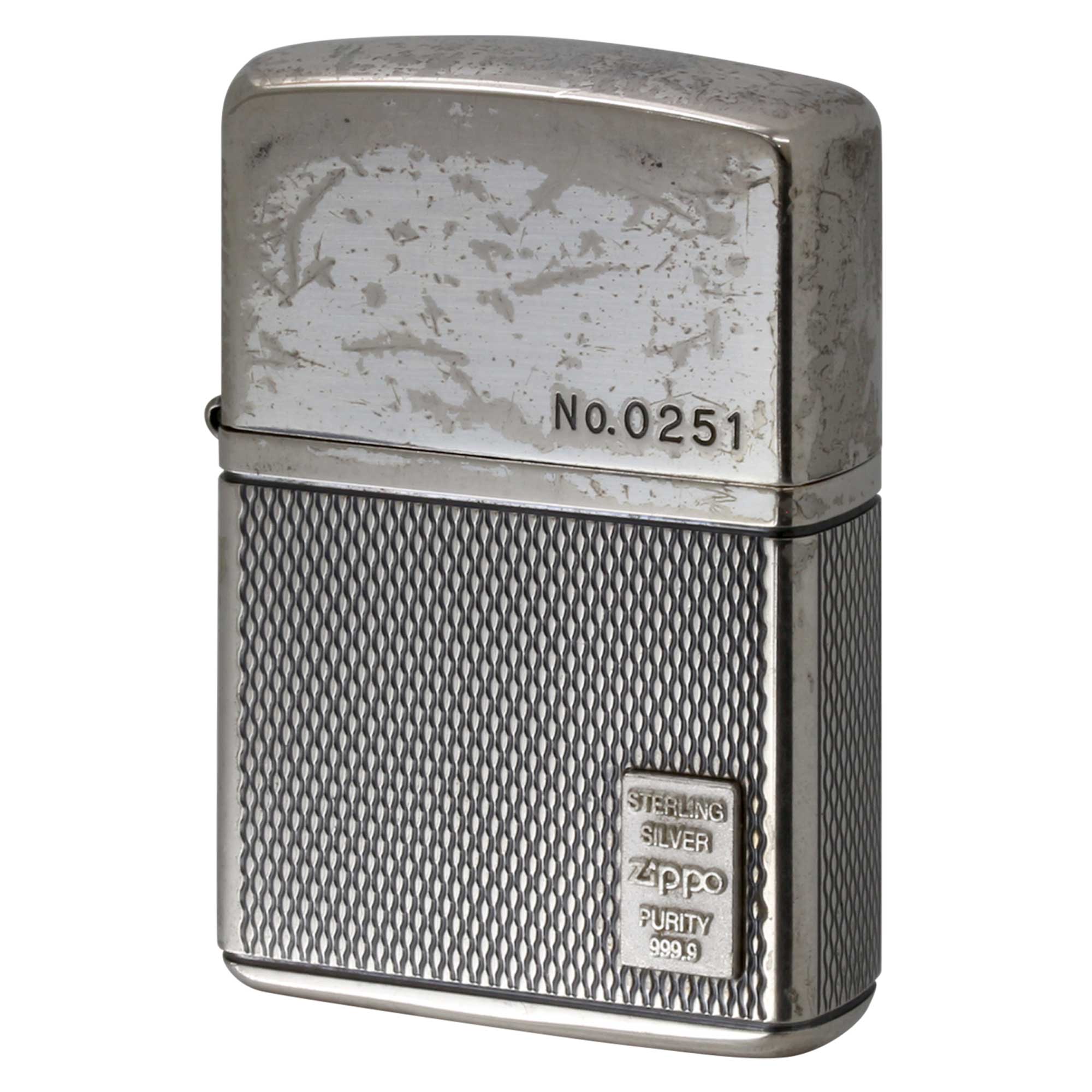 絶版/ヴィンテージ Zippo ジッポー 中古 2002年製造 ARMOR アーマー スターリングシルバーメタル シリアル番号 No.0251  [C]使用感あり傷汚れあり