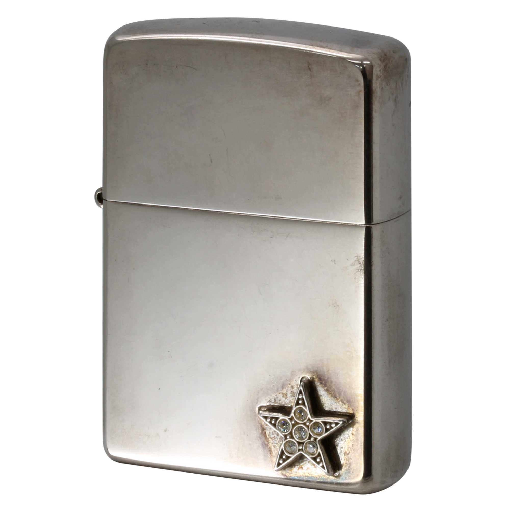絶版/ヴィンテージ Zippo ジッポー 中古 2003年製造 星 メタル ラインストーン Star Metal  [C]使用感あり傷汚れあり