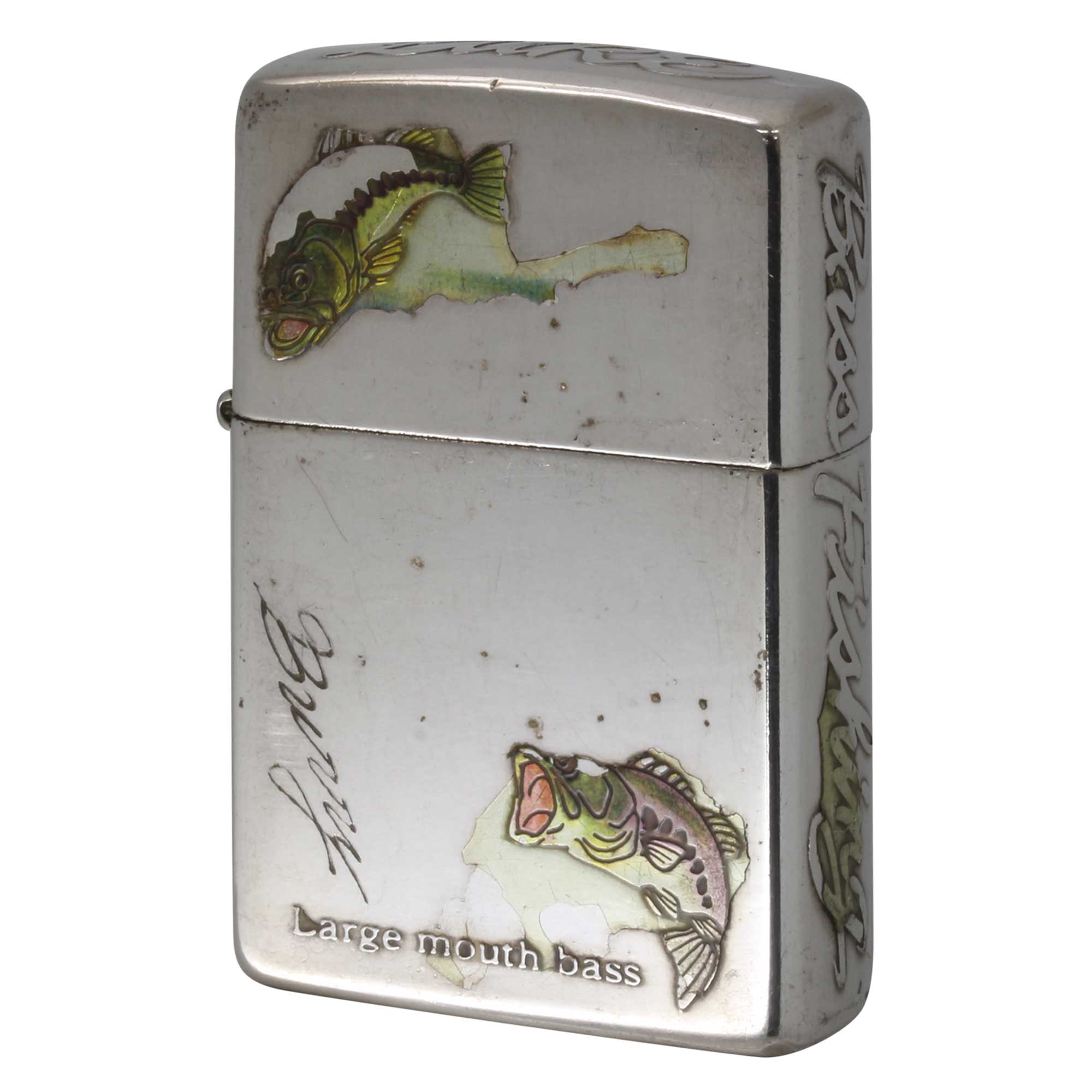 絶版/ヴィンテージ Zippo ジッポー 中古 1995年製造 Bass Fishing Large mouth bass 5面デザイン  [C]使用感あり傷汚れあり