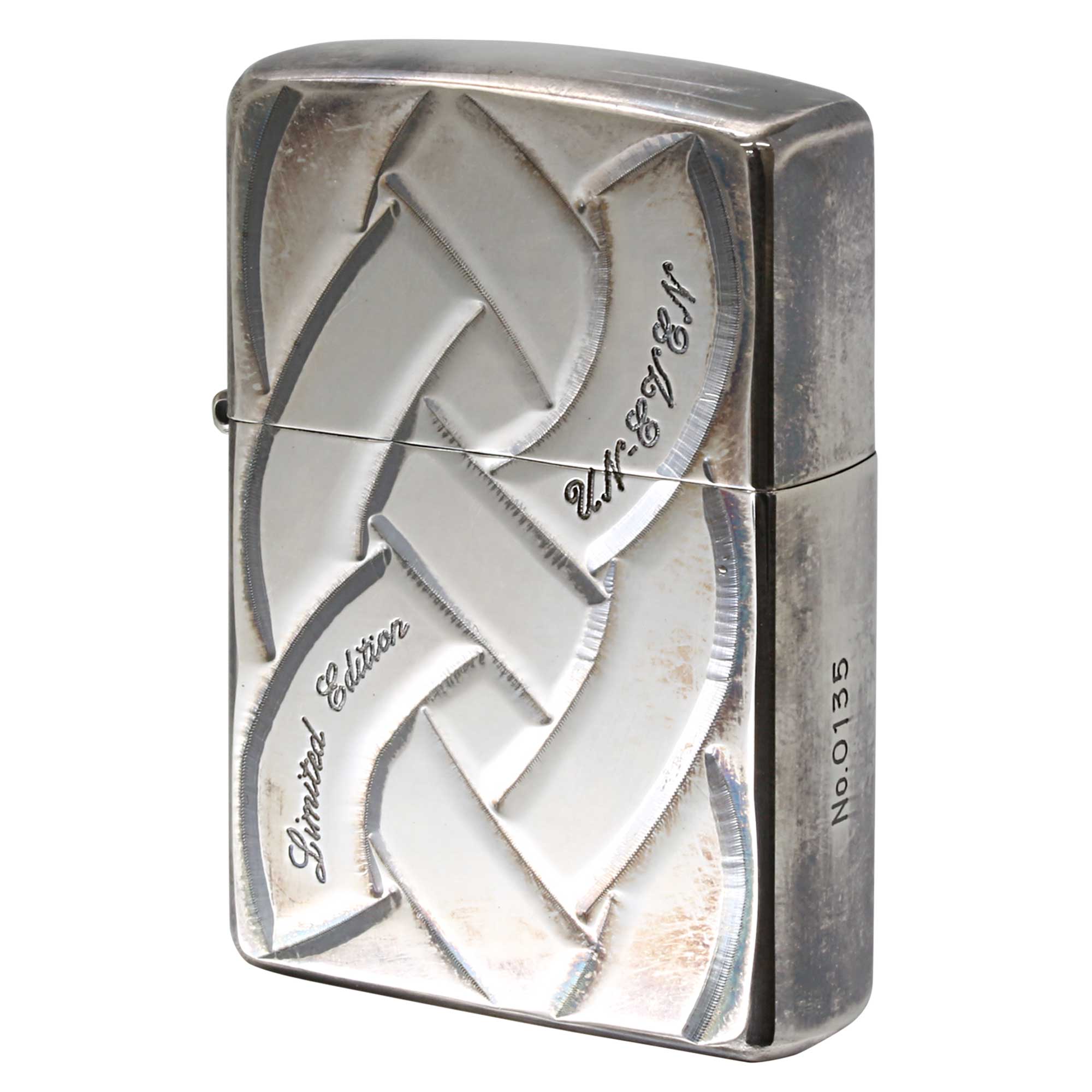絶版/ヴィンテージ Zippo ジッポー 中古 1999年製造 限定 ドッグタグ付き UN-EVEN シリアルナンバーNo.0135  [C]使用感あり傷汚れあり