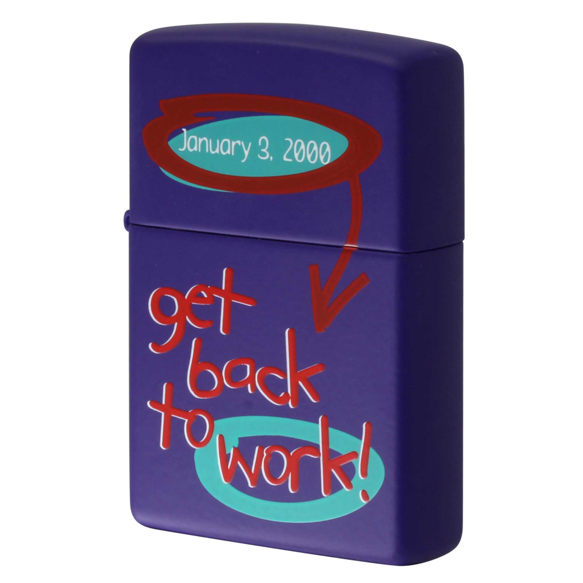 絶版/ヴィンテージ Zippo ジッポー 中古 1999年製造 MILLENNIUM get back to work! 缶ケース  [N]未使用・新品