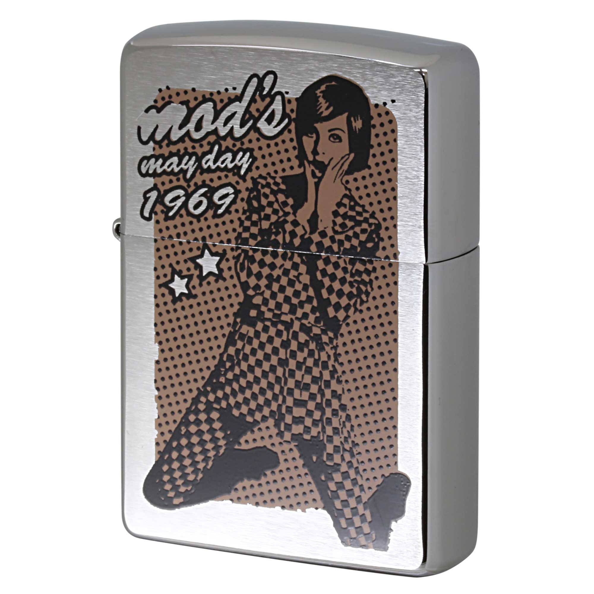 絶版/ヴィンテージ Zippo ジッポー 中古 2008年製造 mod's May Day 1969 チェック ガール  [A]使用感少なく状態が良い