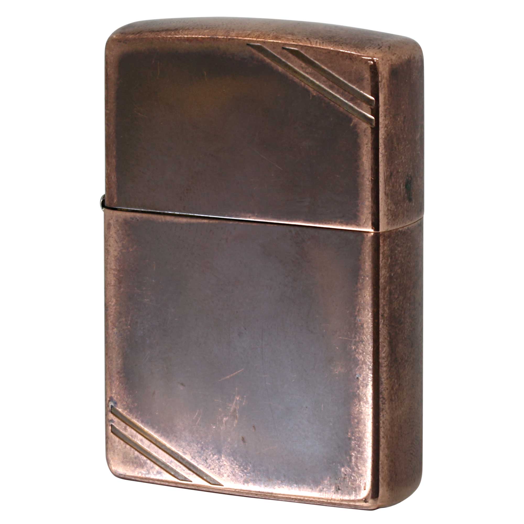 絶版/ヴィンテージ Zippo ジッポー 中古 2024年製造 カッパーコーティング 銅古美 ダイアゴナルラン  [C]使用感あり傷汚れあり