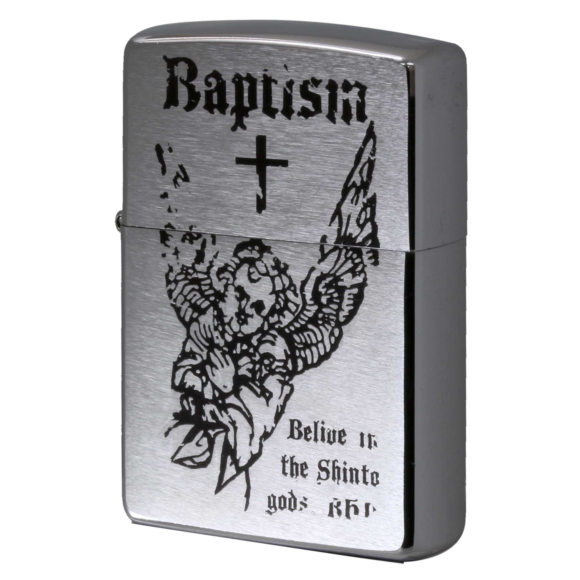 絶版/ヴィンテージ Zippo ジッポー 中古 1998年製造 Baptism 聖書 ブラッシュドクローム  [C]使用感あり傷汚れあり