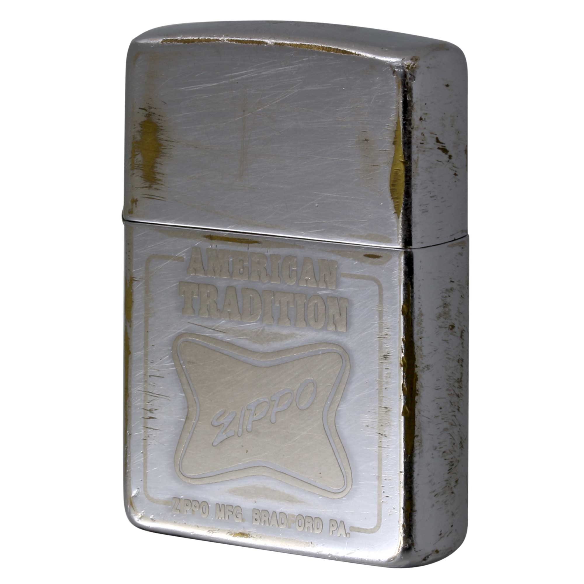 絶版/ヴィンテージ Zippo ジッポー 中古 1995年製造 AMERICAN TRADITION ZIPPOロゴ  [C]使用感あり傷汚れあり