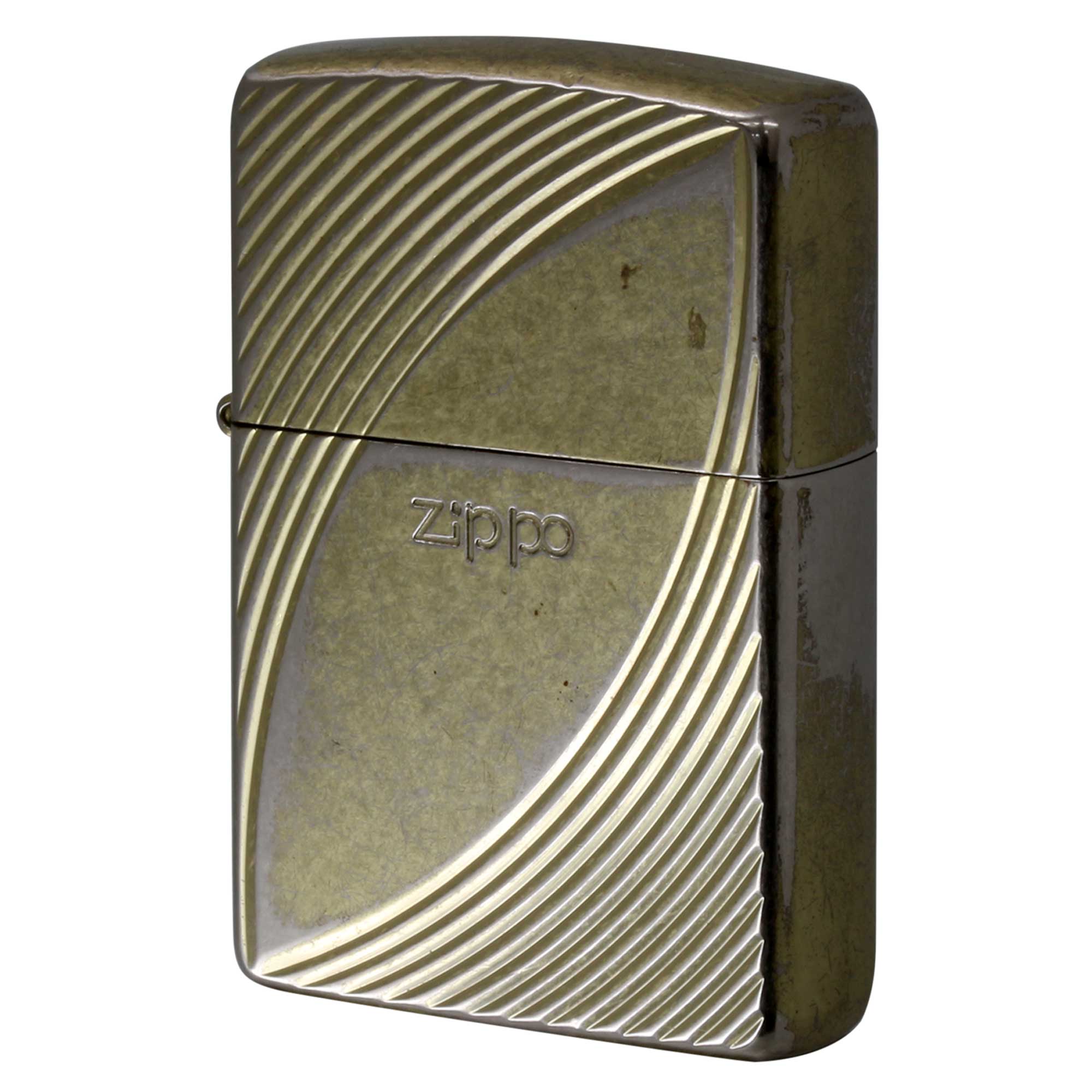 絶版/ヴィンテージ Zippo ジッポー 中古 1995年製造 ウェーブ カット ZIPPOロゴ 真鍮バレル  [B]使用感ありやや傷汚れあり