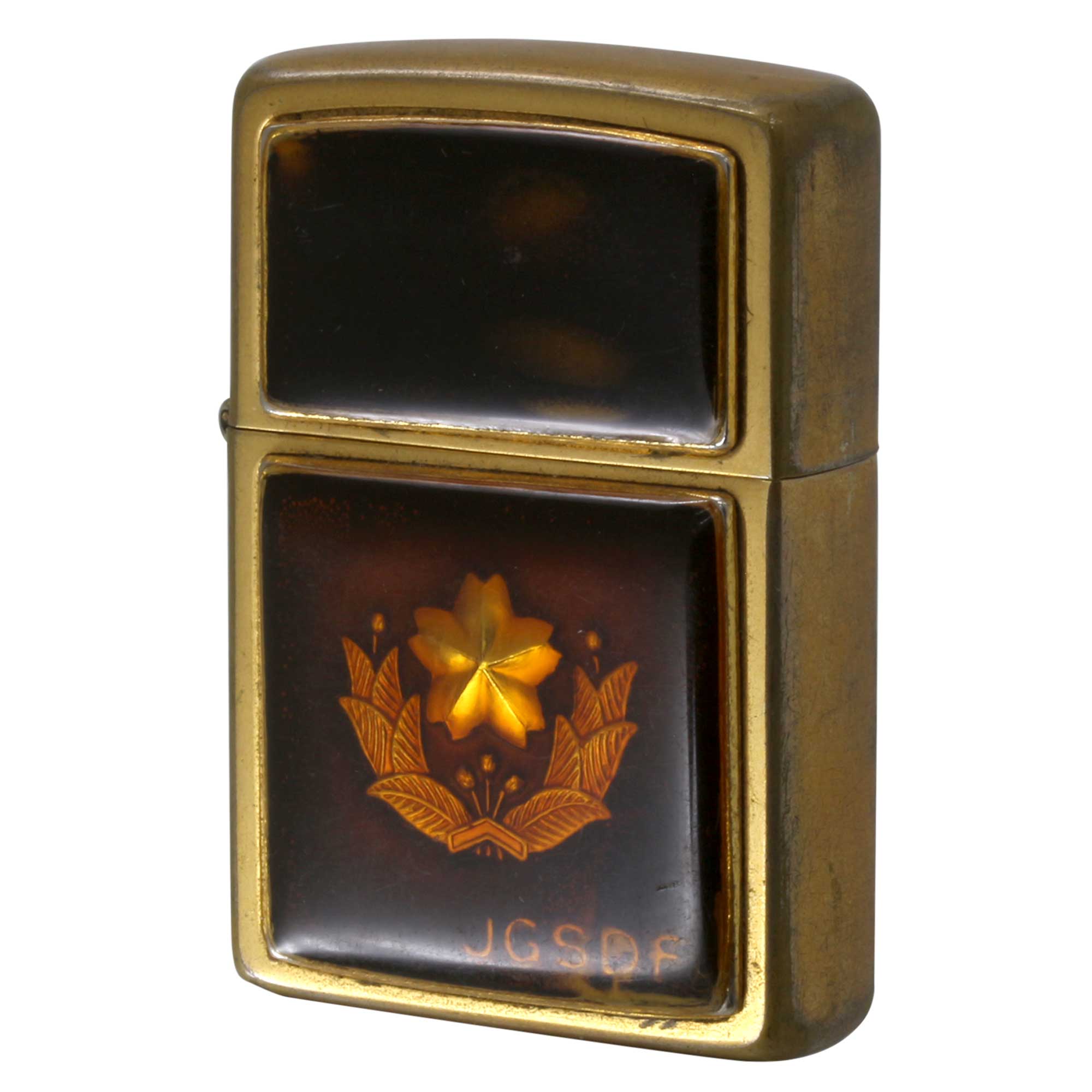絶版/ヴィンテージ Zippo ジッポー 中古 1995年製造 陸上自衛隊 JGSDF ブラス エポ盛りメタル貼り  [C]使用感あり傷汚れあり