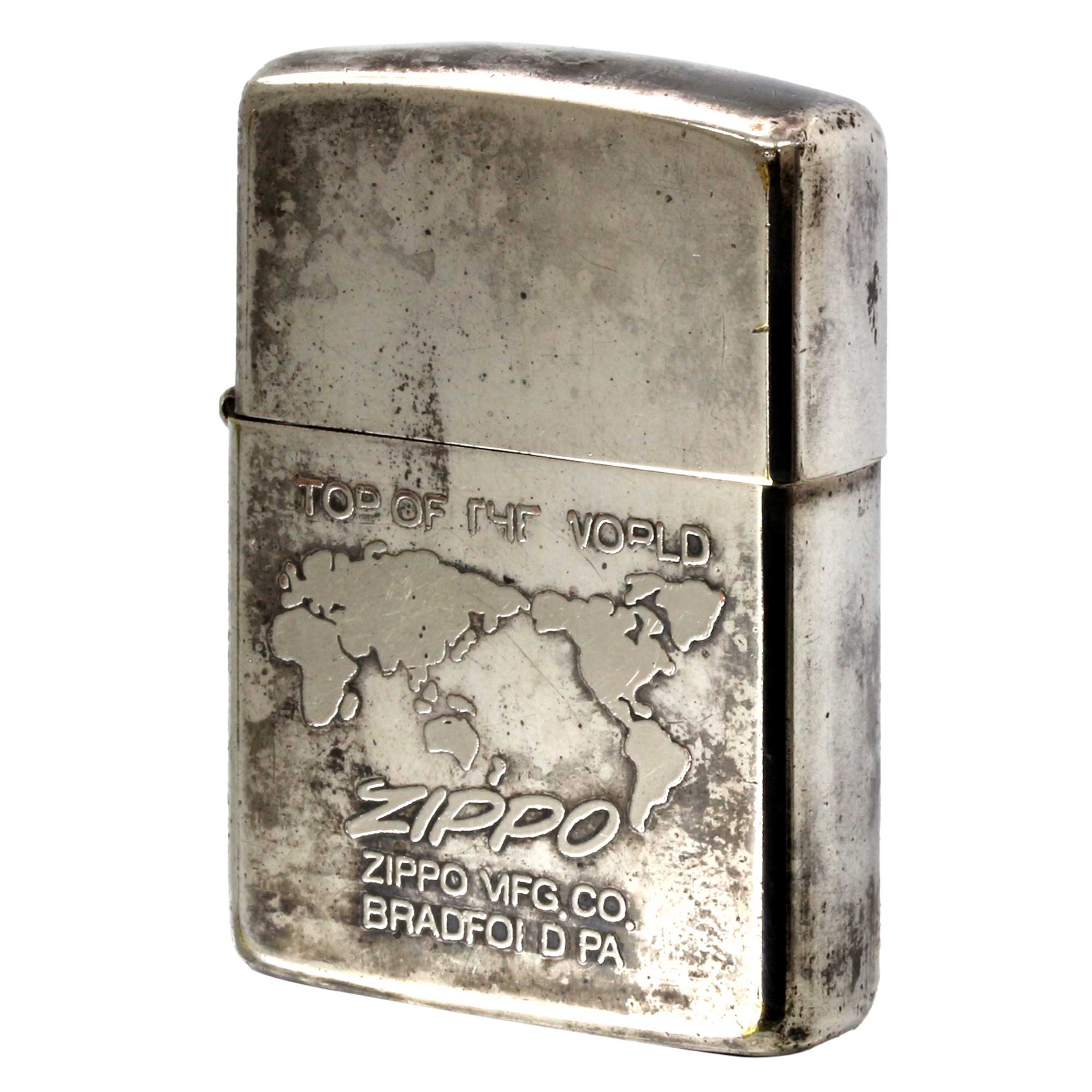 絶版/ヴィンテージ Zippo ジッポー 中古 1989年製造 TOP OF THE WORLD 世界地図  [C]使用感あり傷汚れあり