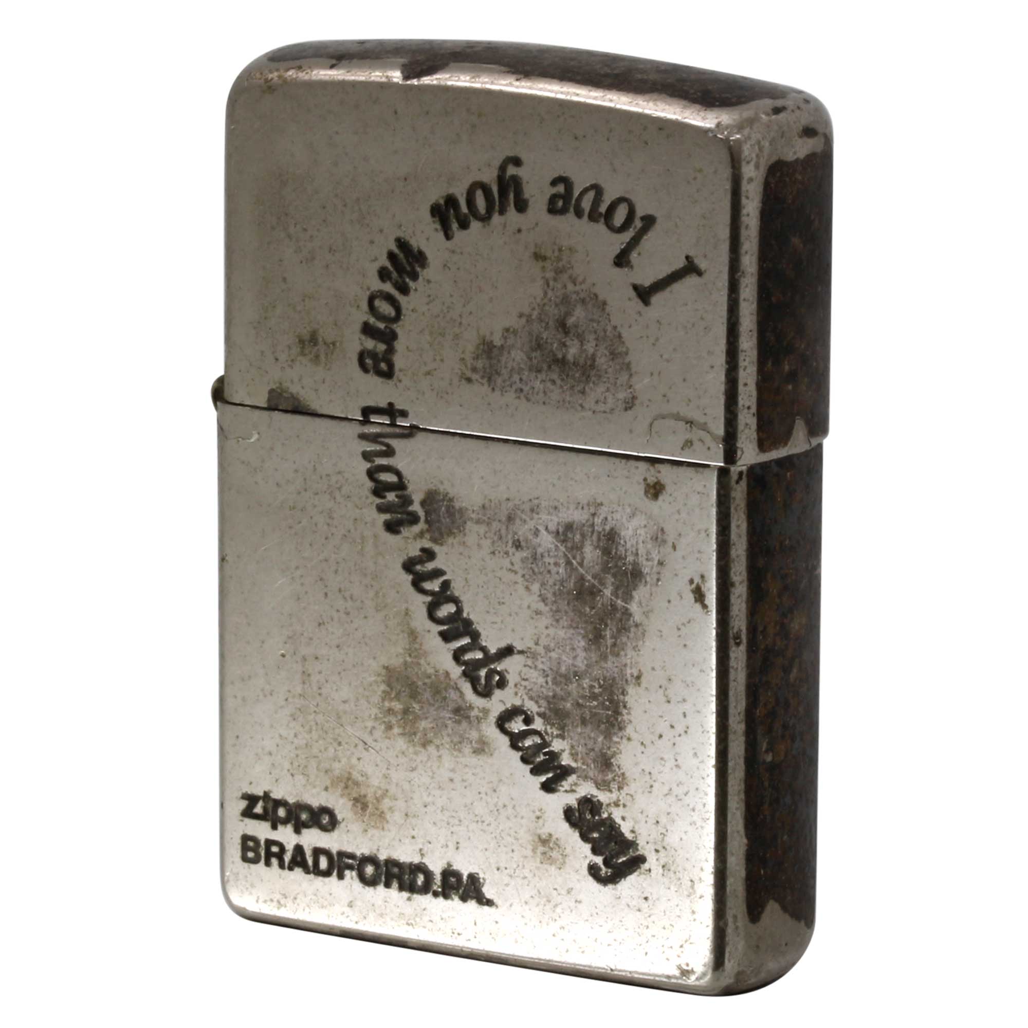 絶版/ヴィンテージ Zippo ジッポー 中古 2004年製造 Heart Message Pair ハートメッセージペアの片方  [C]使用感あり傷汚れあり